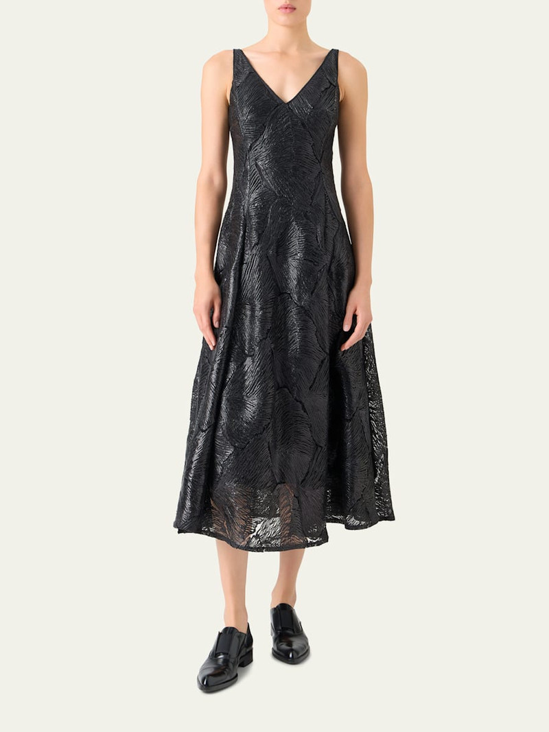 AKRIS Lacquered Sea Faille Sleeveless Midi Dress outlook