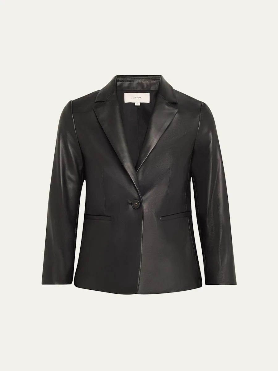 Shrunken Leather Blazer - 1