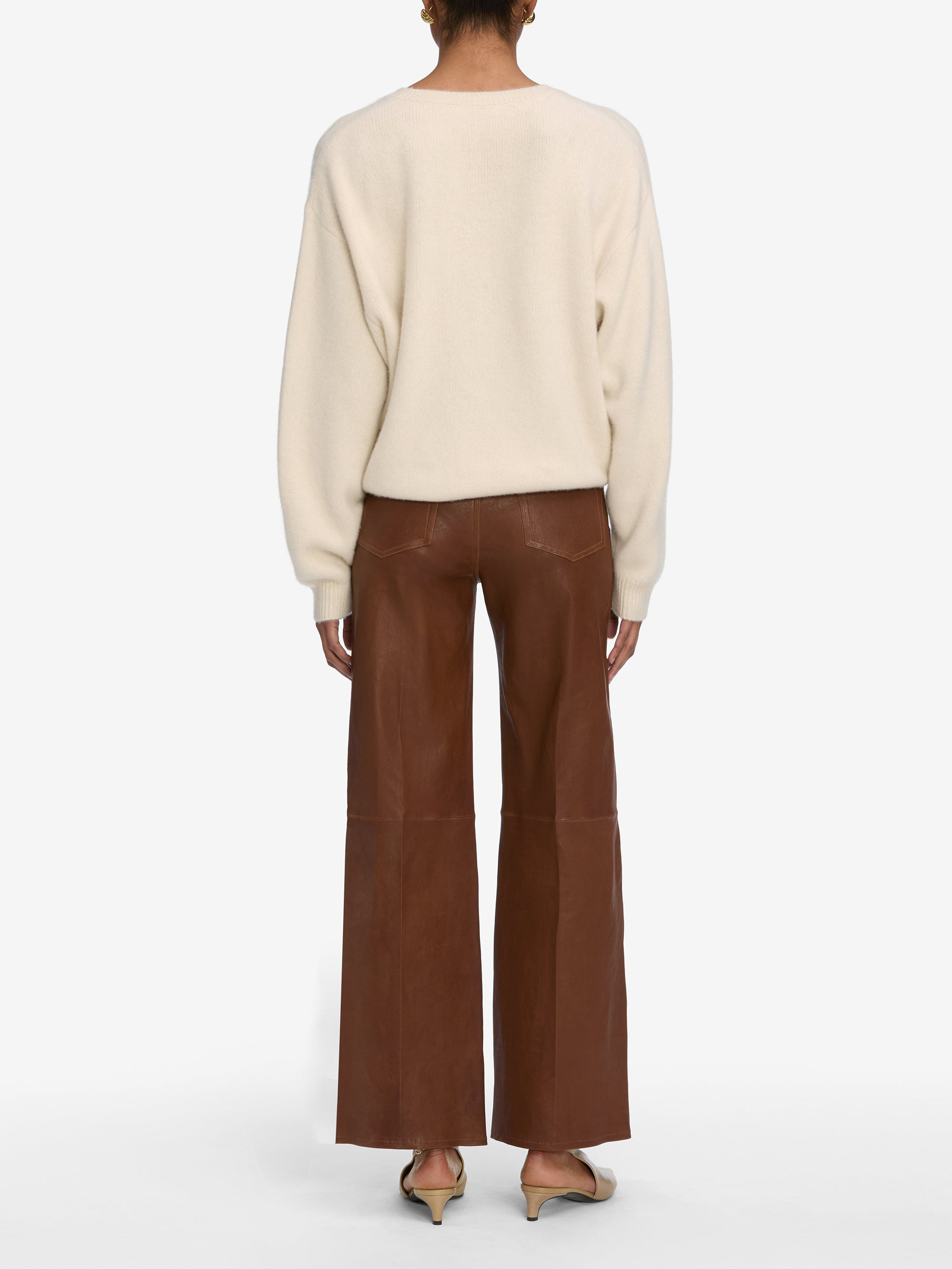 Le Slim Palazzo Leather in Cedar - 6