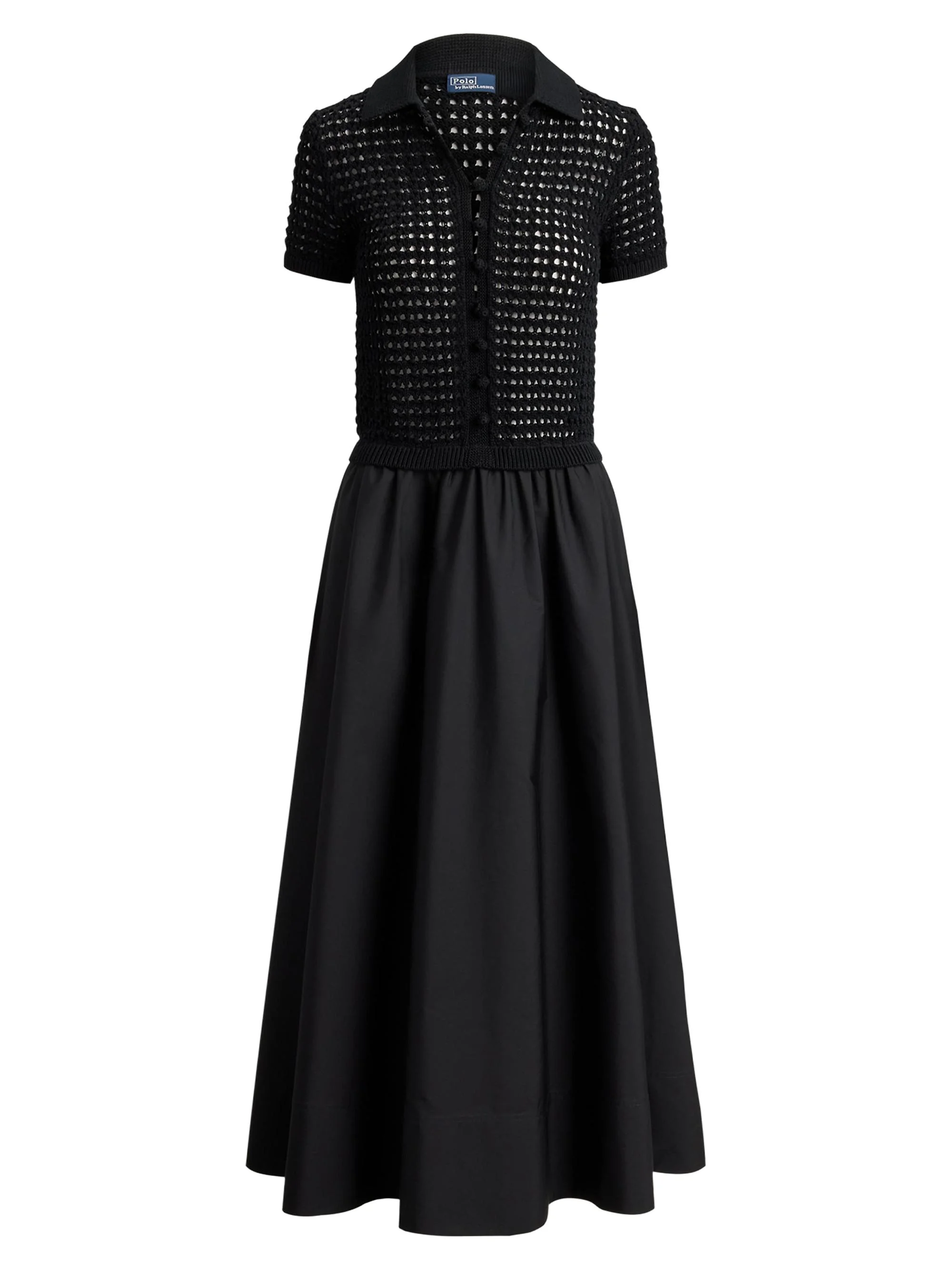 Women's Knit Cotton A-Line Maxi Dress - Polo Black - 1