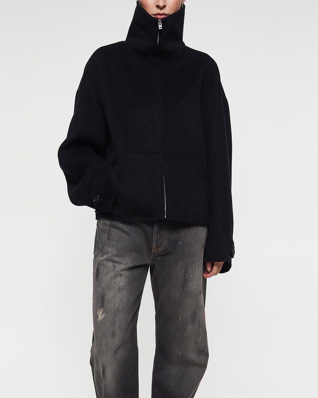 Jacket Wool Zip Black - 2