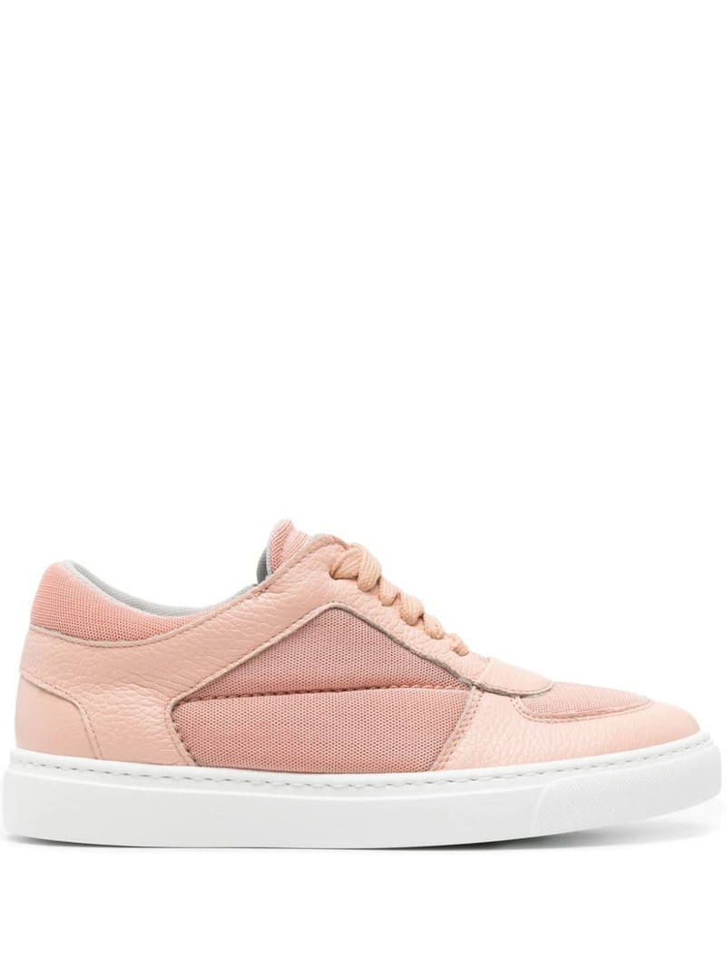 mesh-panels leather sneakers 1