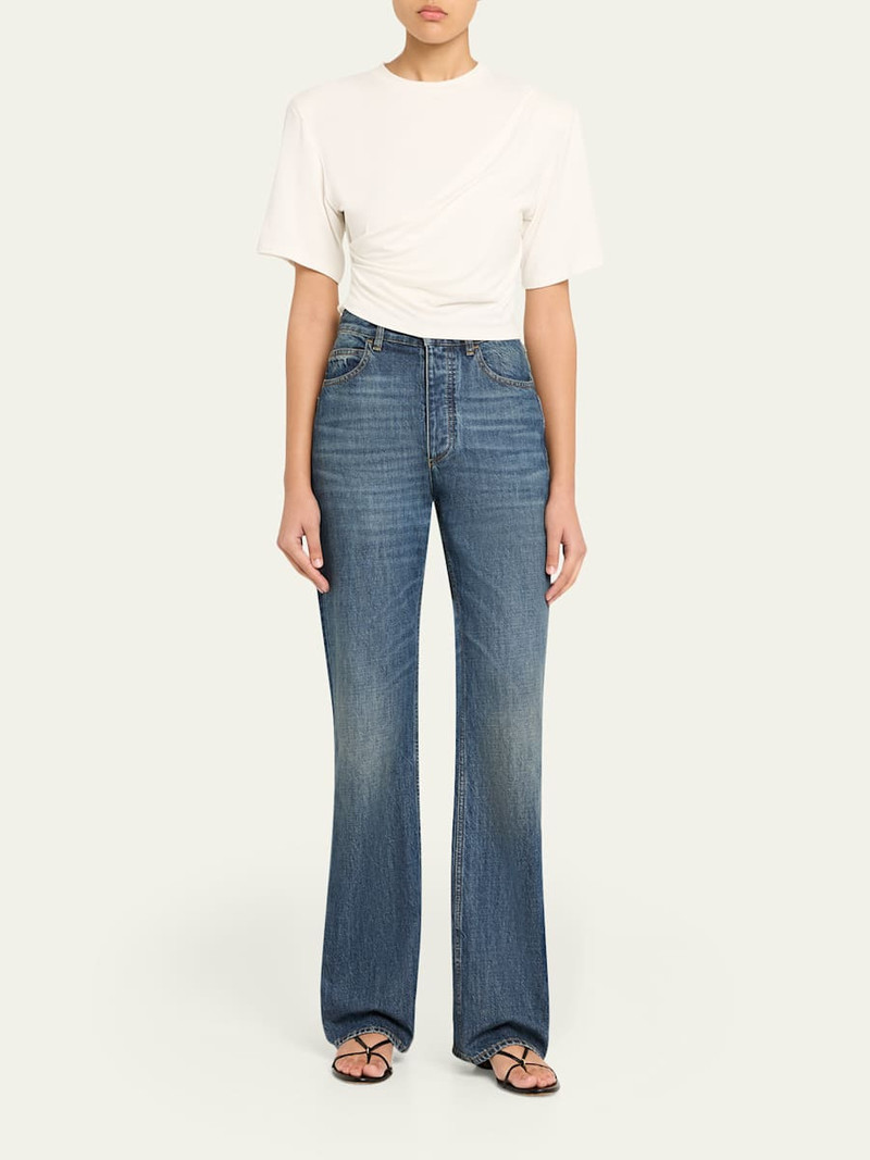 SIMKHAI Rowley Gathered Short-Sleeve Tee outlook