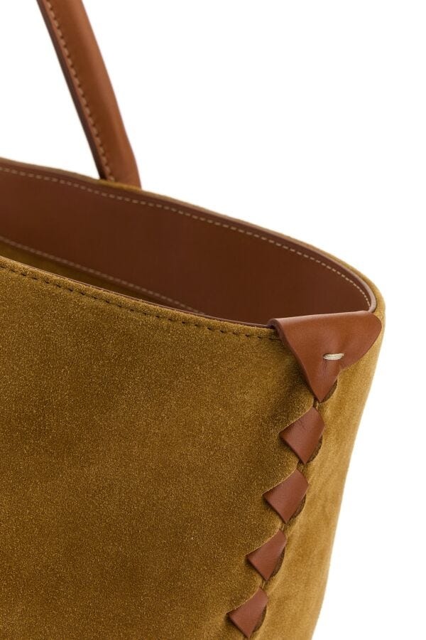 トートバッグ BOTTEGA VENETA BISCUIT SUEDE LARGE CABAT SHOPPING BAG Bottega Veneta - Large Cabat Taupe Gray Suede Woven Tote