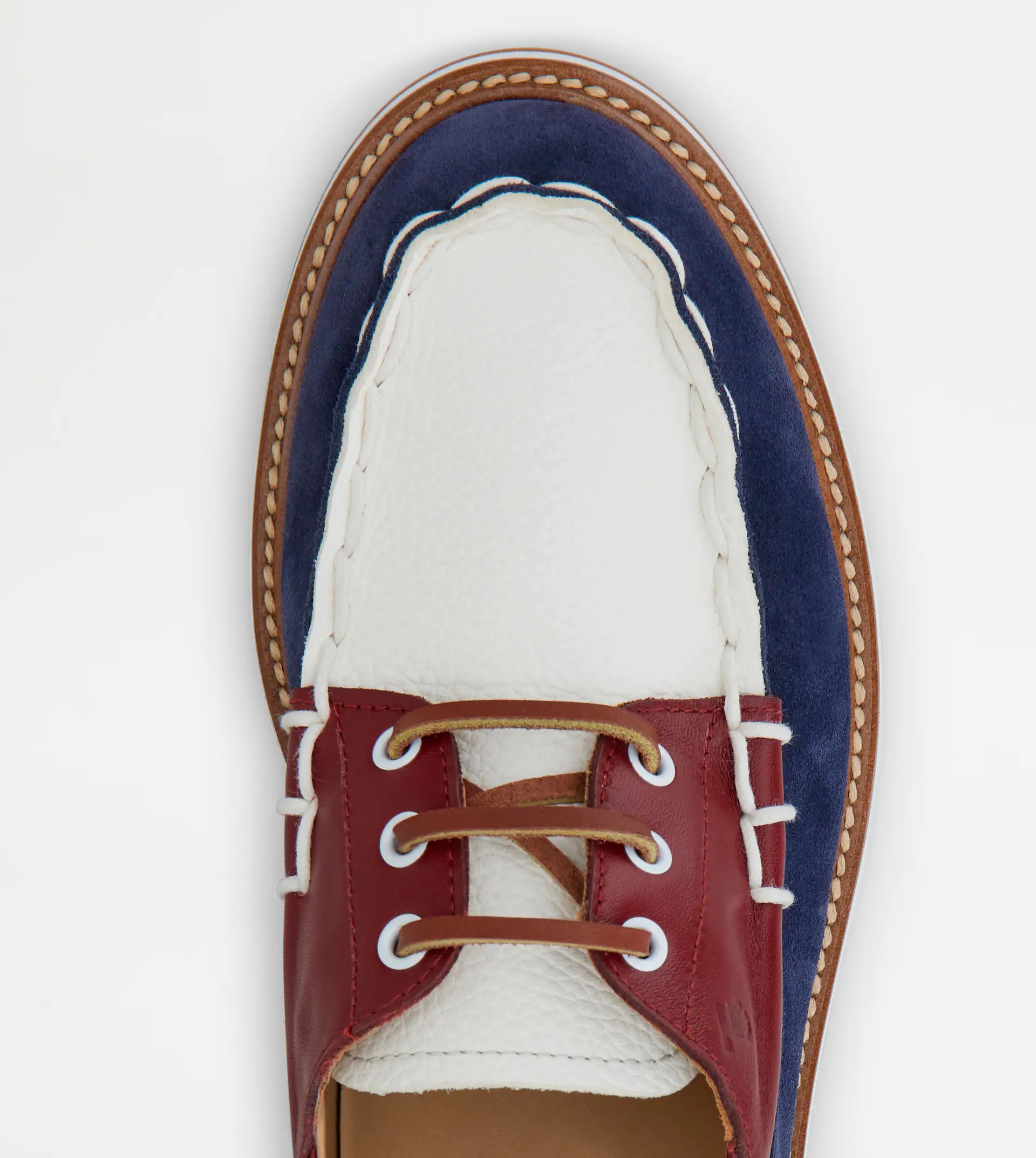 LACE-UPS IN LEATHER - BLUE, WHITE, RED - 4