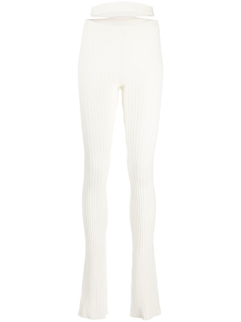 cut-out waist ribbed trousers 1