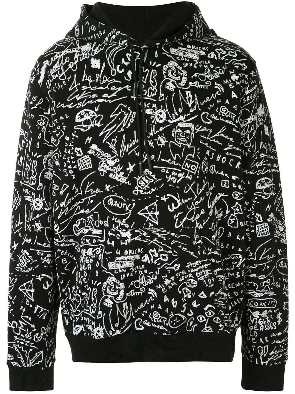 scribble print hoodie - 1