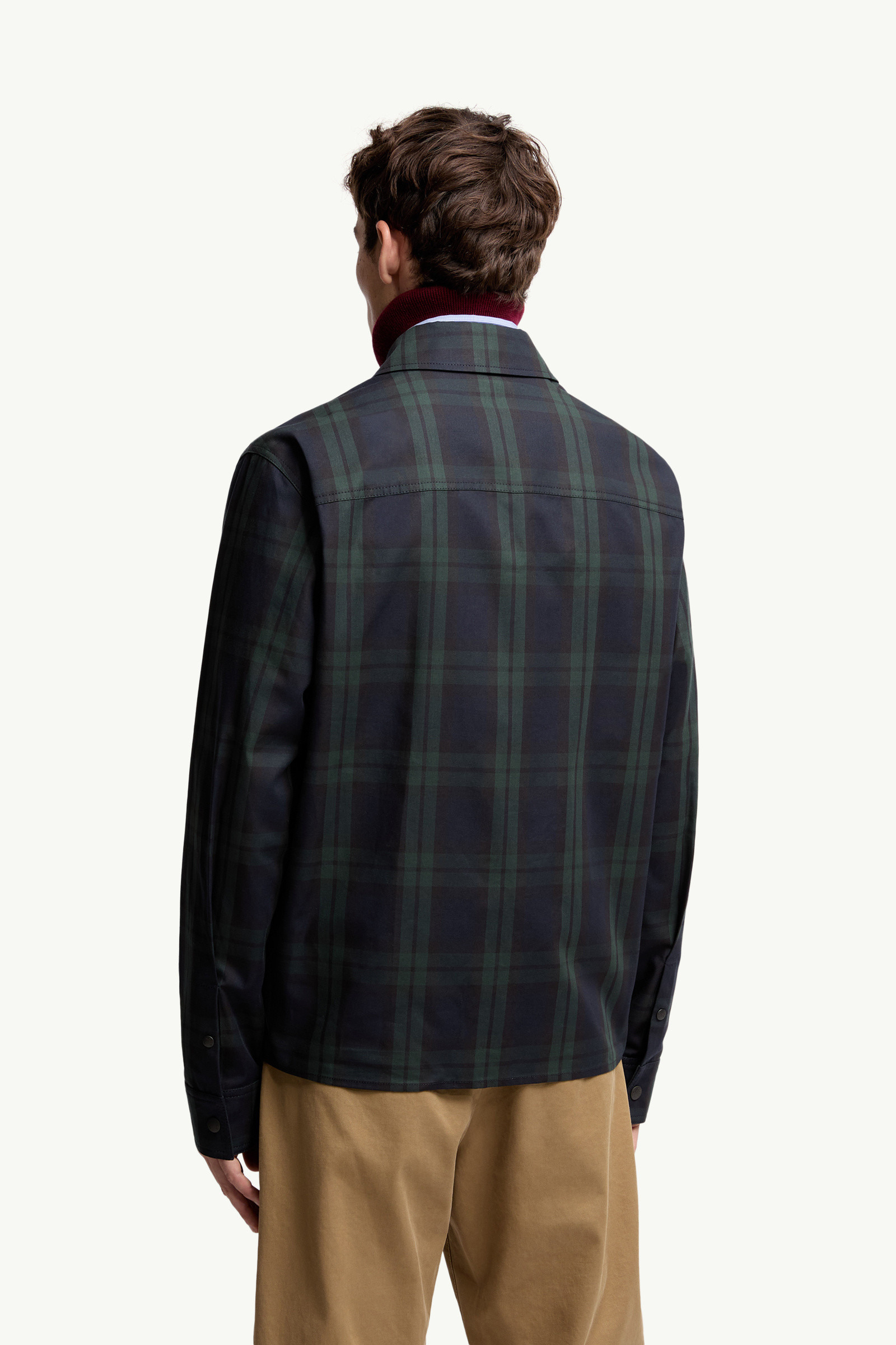 Checked Cotton Gabardine Long Sleeve Shirt - 5