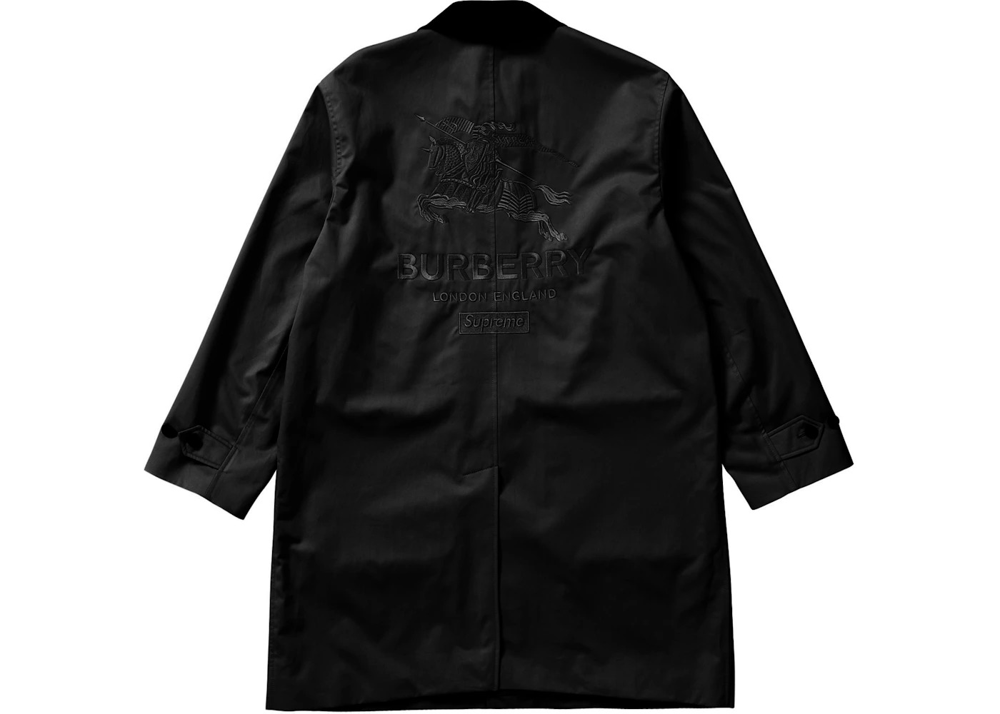 Supreme Burberry Leather Collar Trench Black - 3