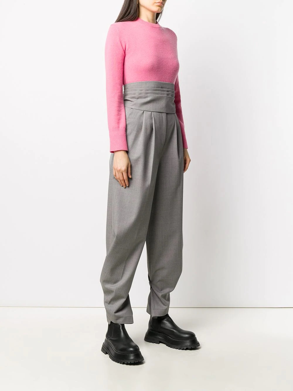 high-waisted pleated trousers - 3