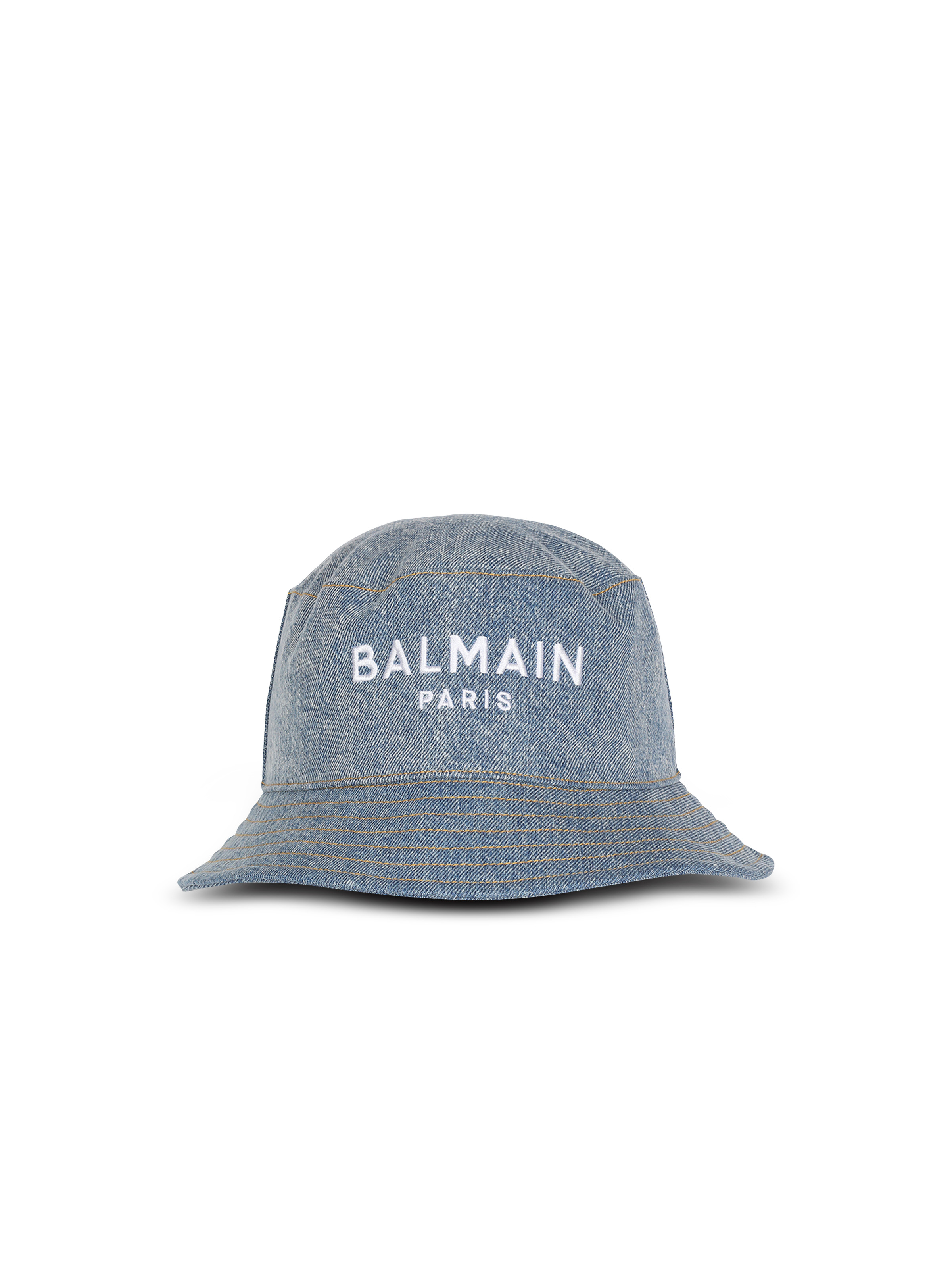 HIGH SUMMER CAPSULE - Denim jean bucket hat with Balmain logo - 1