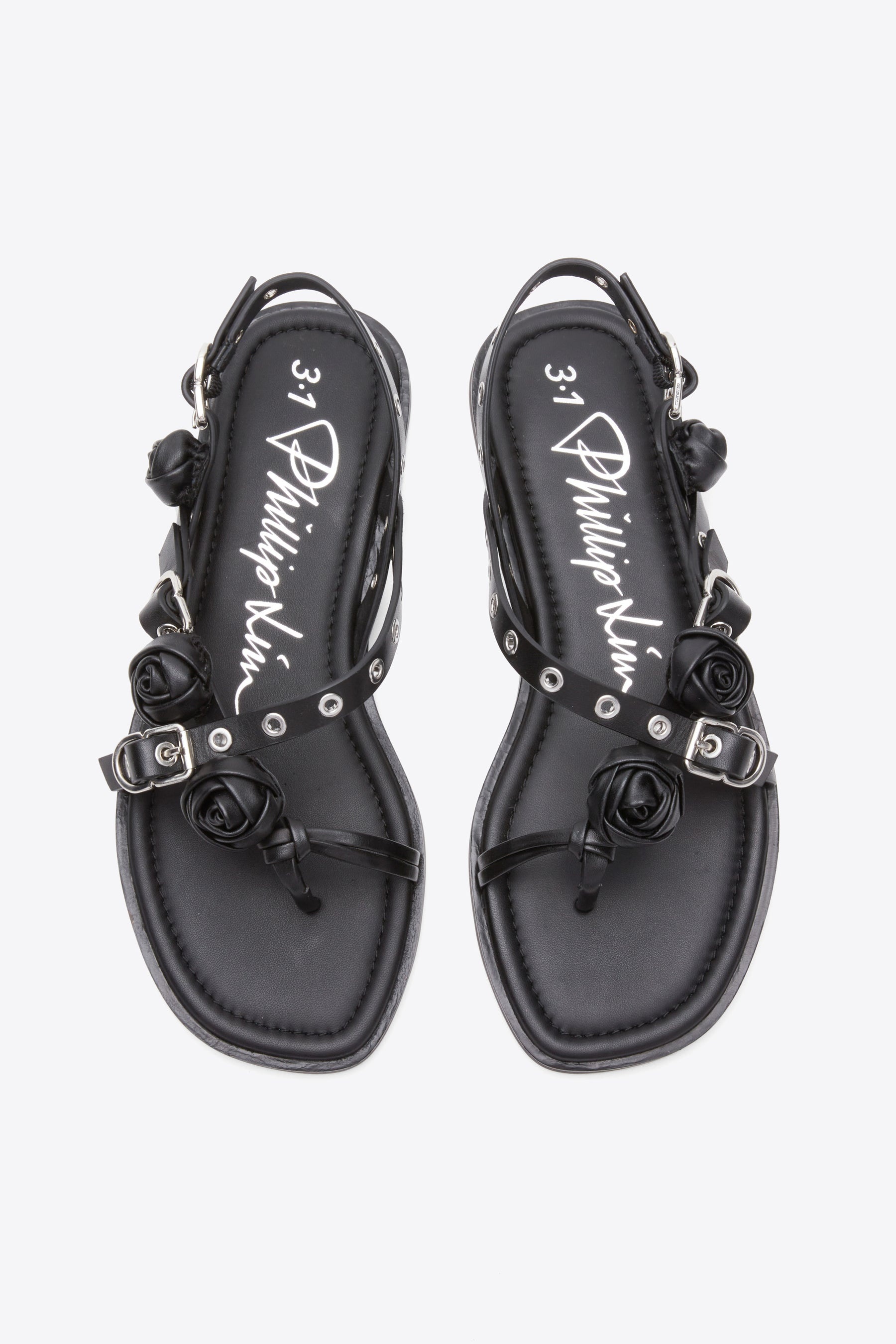 Strappy Eyelet Sandal with Rosettes - 7