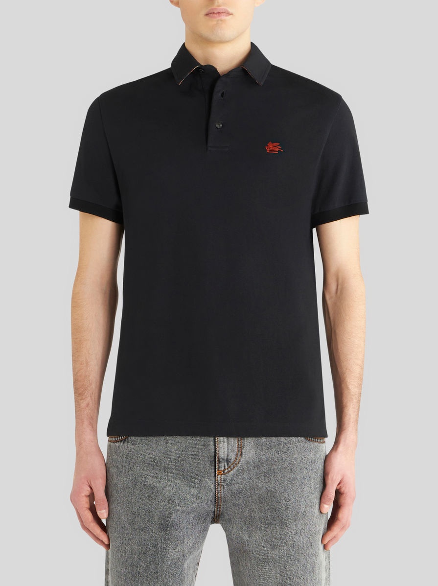 POLO SHIRT WITH LOGO AND PAISLEY UNDERCOLLAR - 2