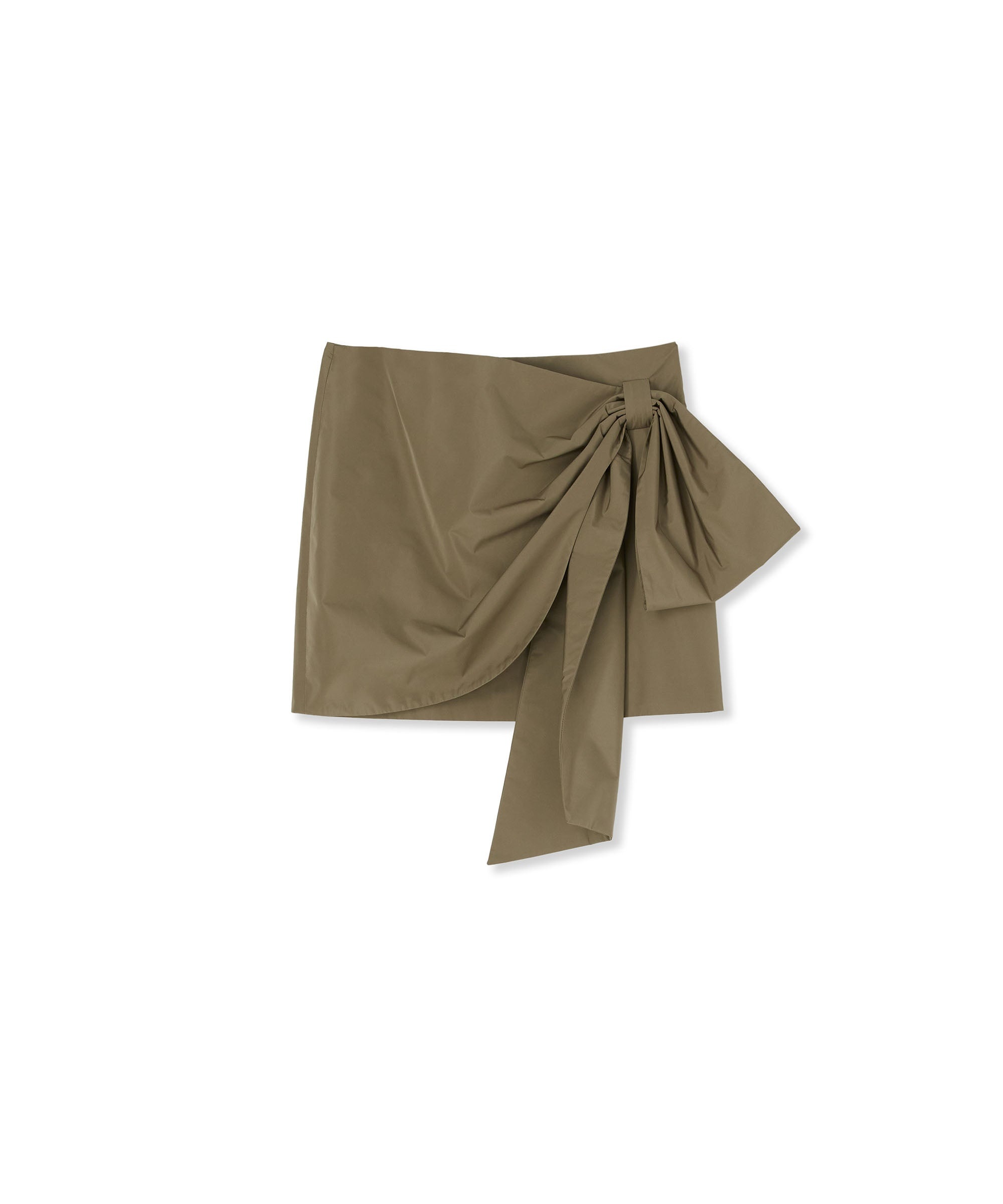 Poplin draped mini skirt with bow - 1