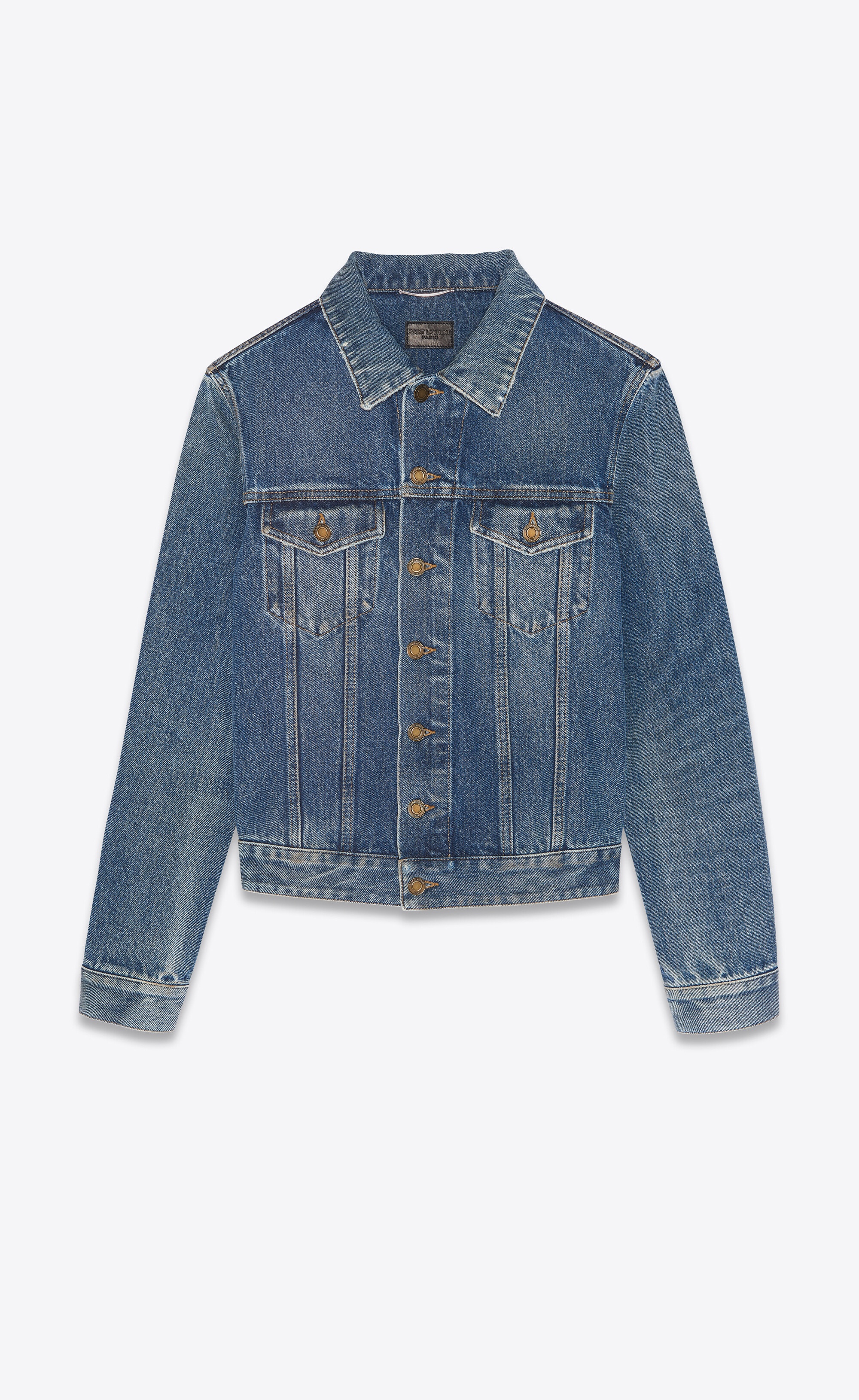 fitted jacket in medium ice blue denim - 1