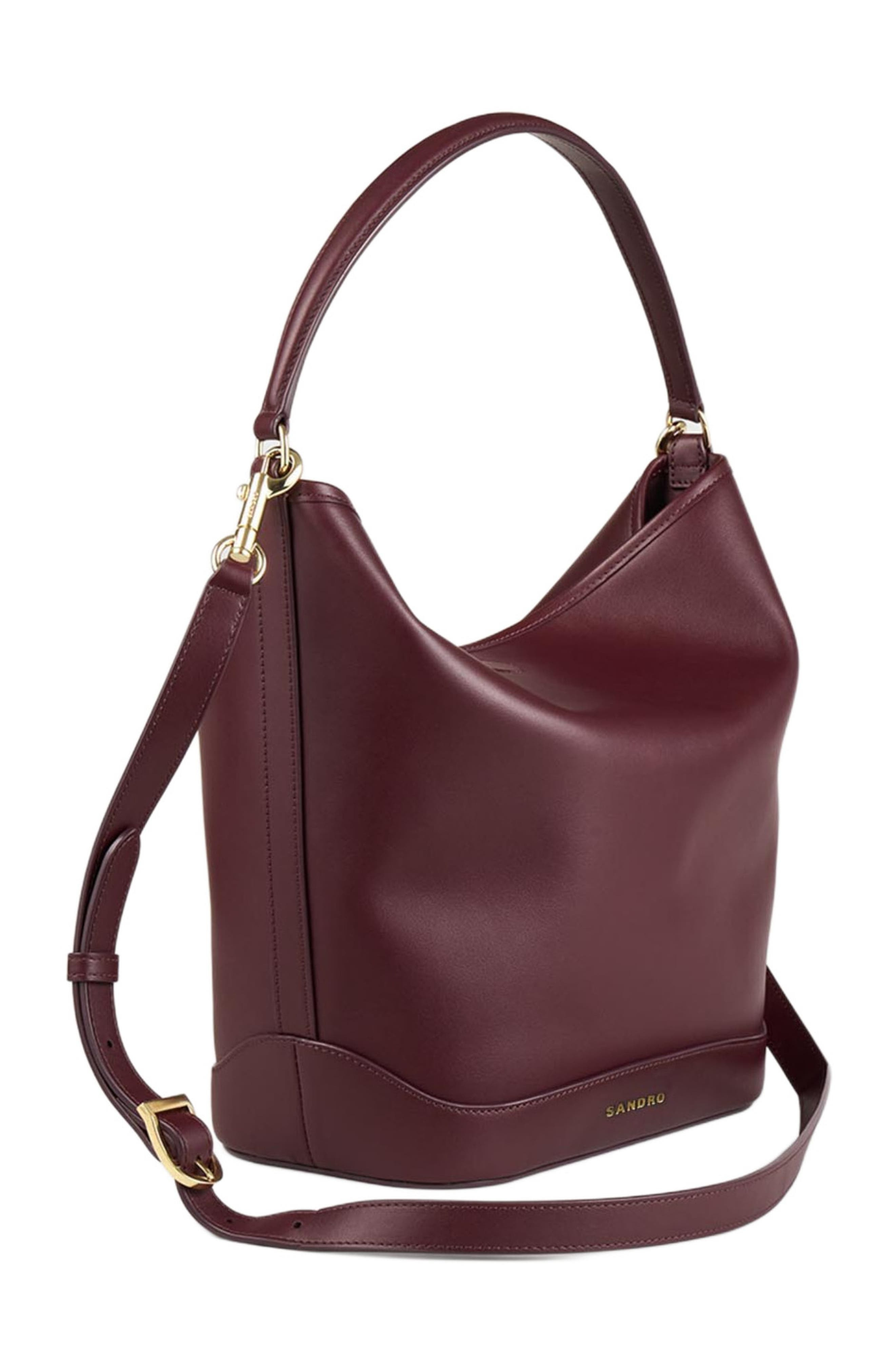 SANDRO Leather bucket bag in Bordeaux at Nordstrom - 2