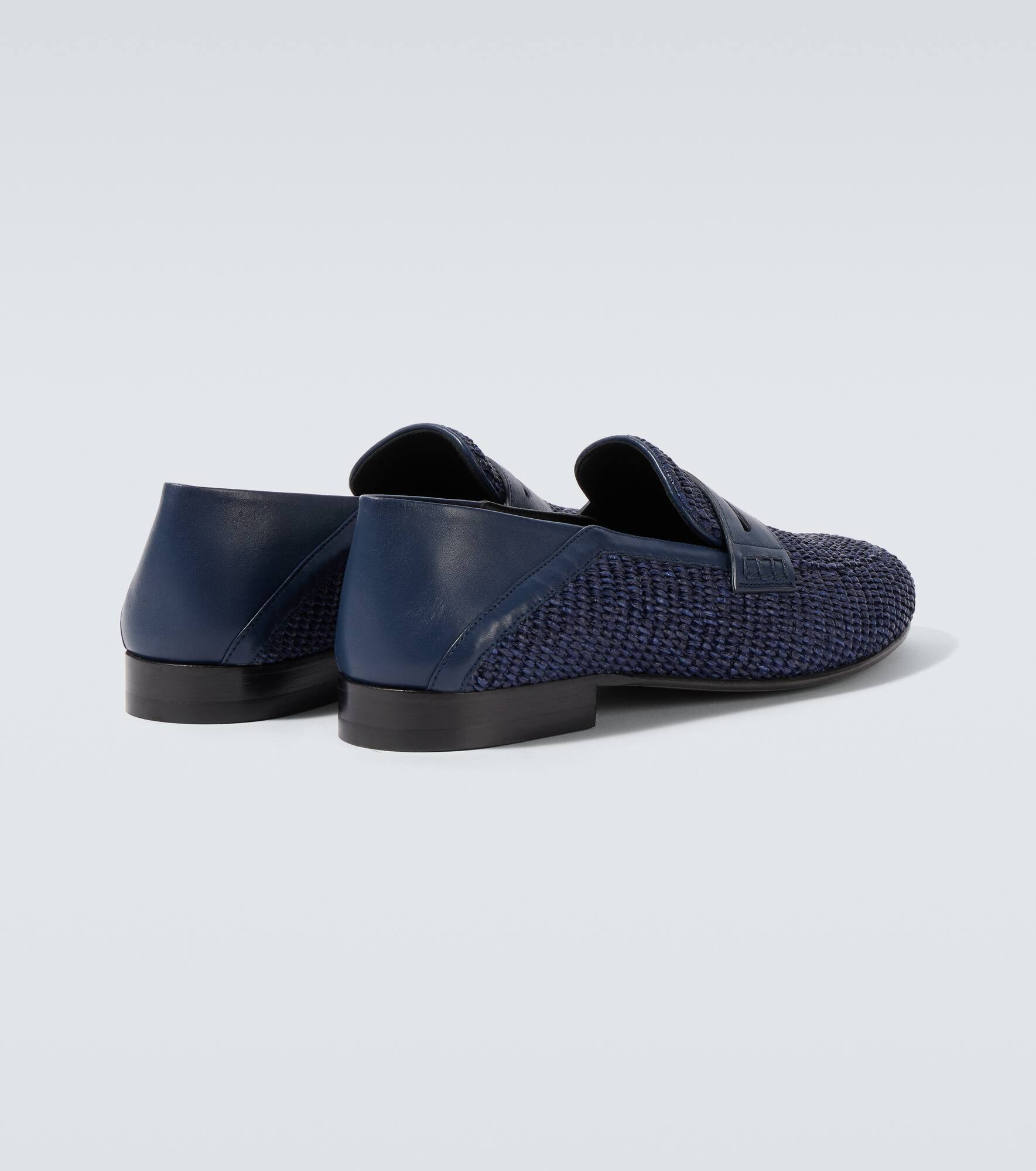 Padstow raffia and leather penny loafers - 6