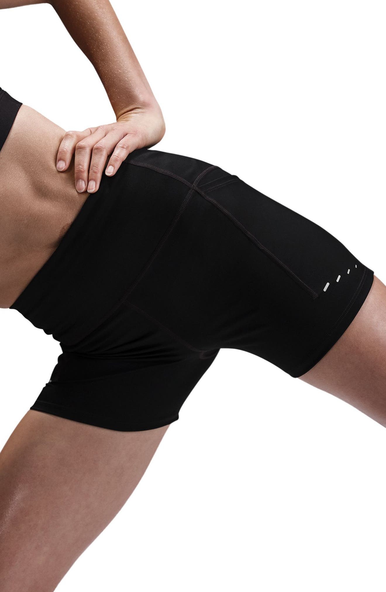 Nike Swift Dri-Fit High Waist Bike Shorts in 010 Black/reflective Silv at Nordstrom - 3