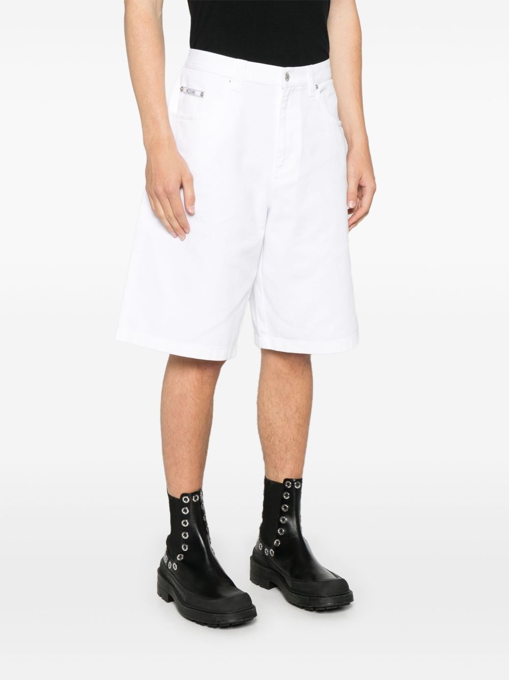 embroidered-logo denim shorts - 3