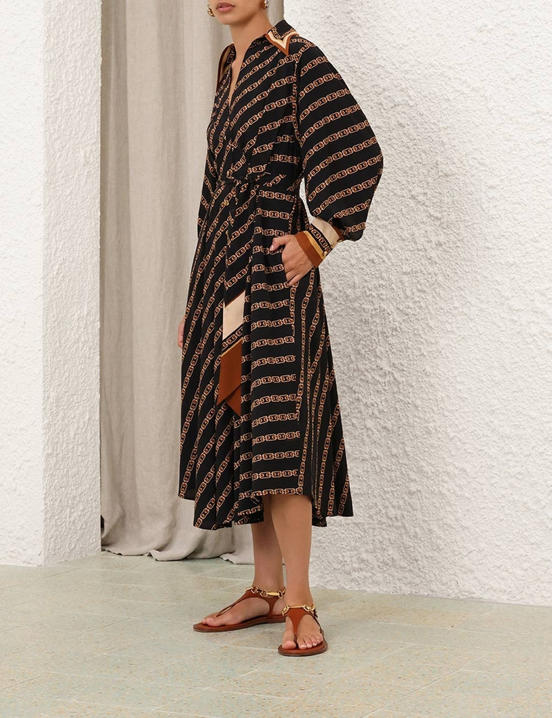 Zimmermann TUCK MIDI SHIRT DRESS - 4182DS25RBLKCHA | REVERSIBLE