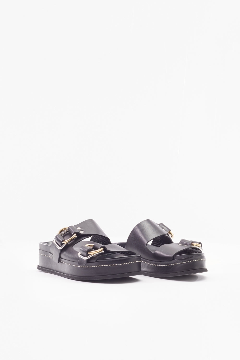 Freida Double-Buckle Platform Slides - 2