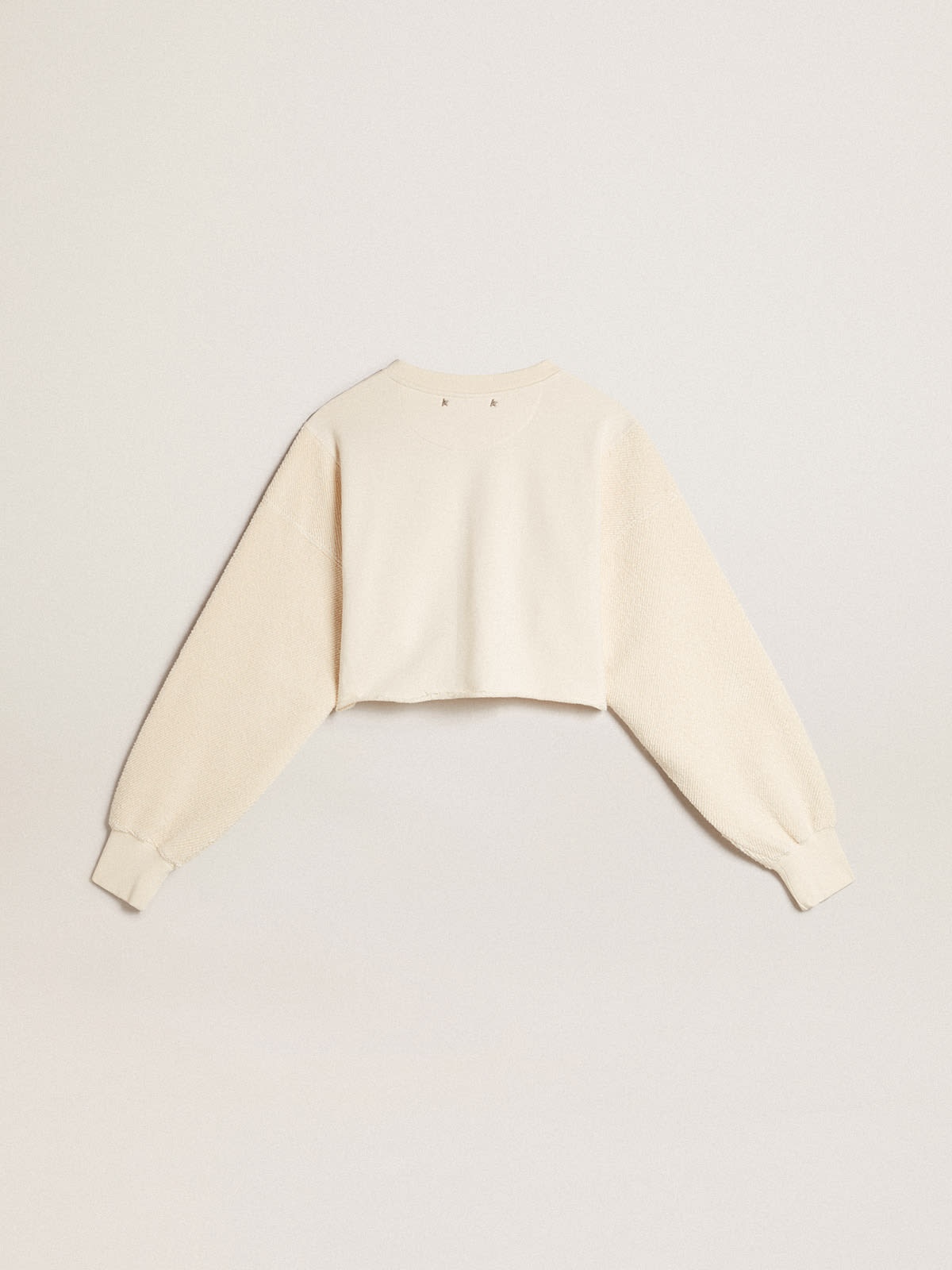 Aged white cotton cropped sweatshirt - 6