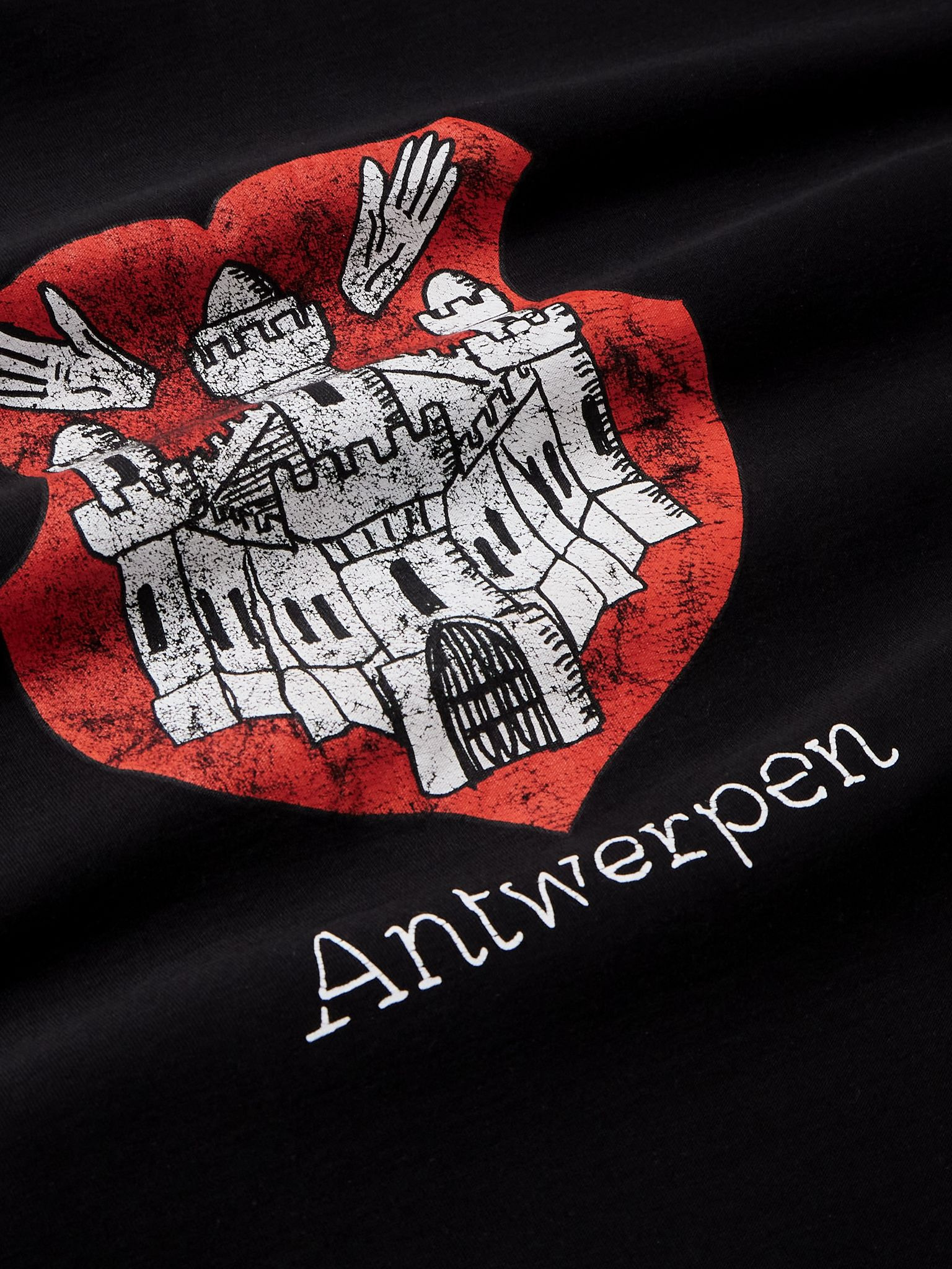 Antwerpen Inside Out Oversized Distressed Printed Cotton-Jersey T-Shirt Black - 4