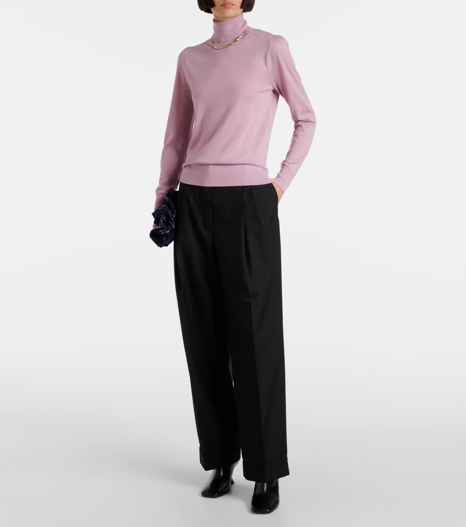 High-rise wool wide-leg pants - 7