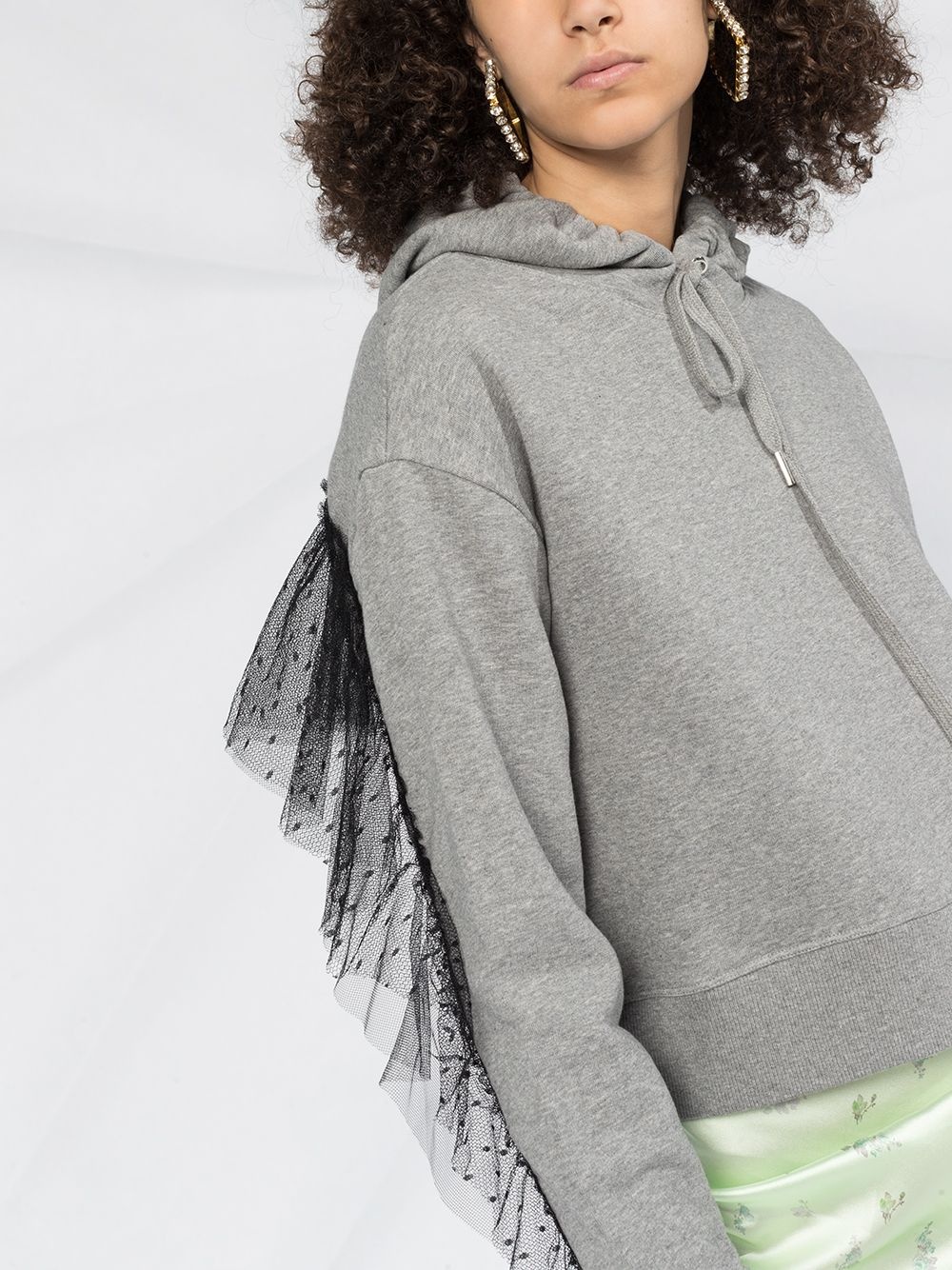 tulle-detail hoodie - 3