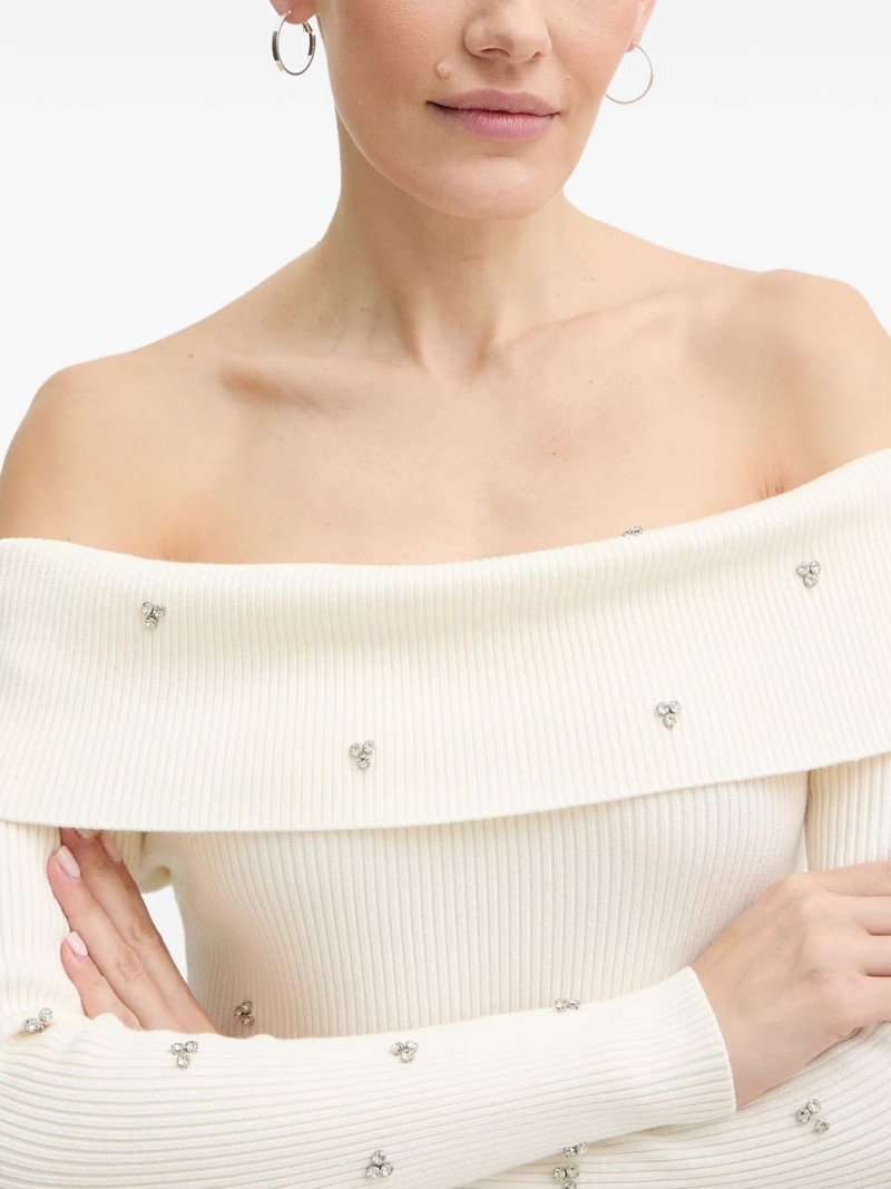 rhinestone-embellished off-shoulder mini dress 4