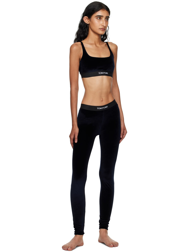 TOM FORD Navy Stretch Lustrous Velour Signature Bralette outlook