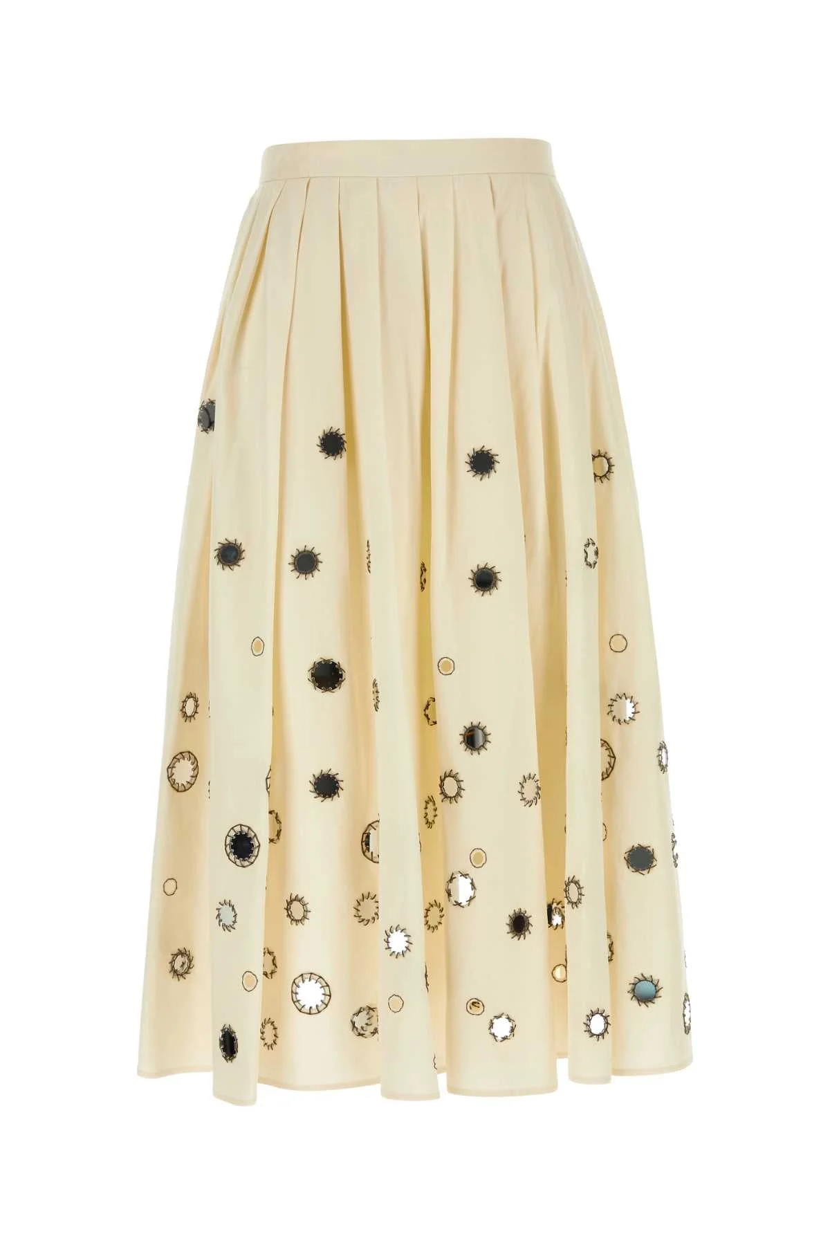 Prada Women Cream Cotton Skirt - 1