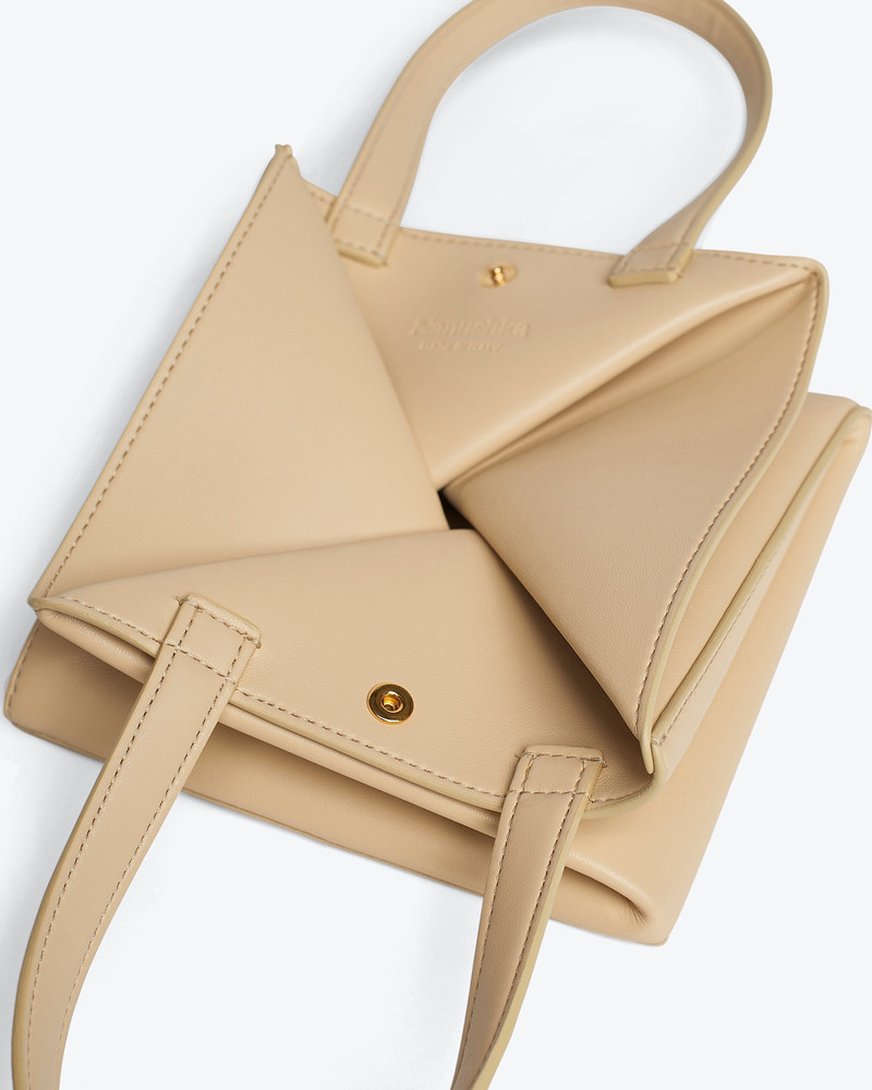 THE ORIGAMI MINI - Alt-nappa tote - Almond 5