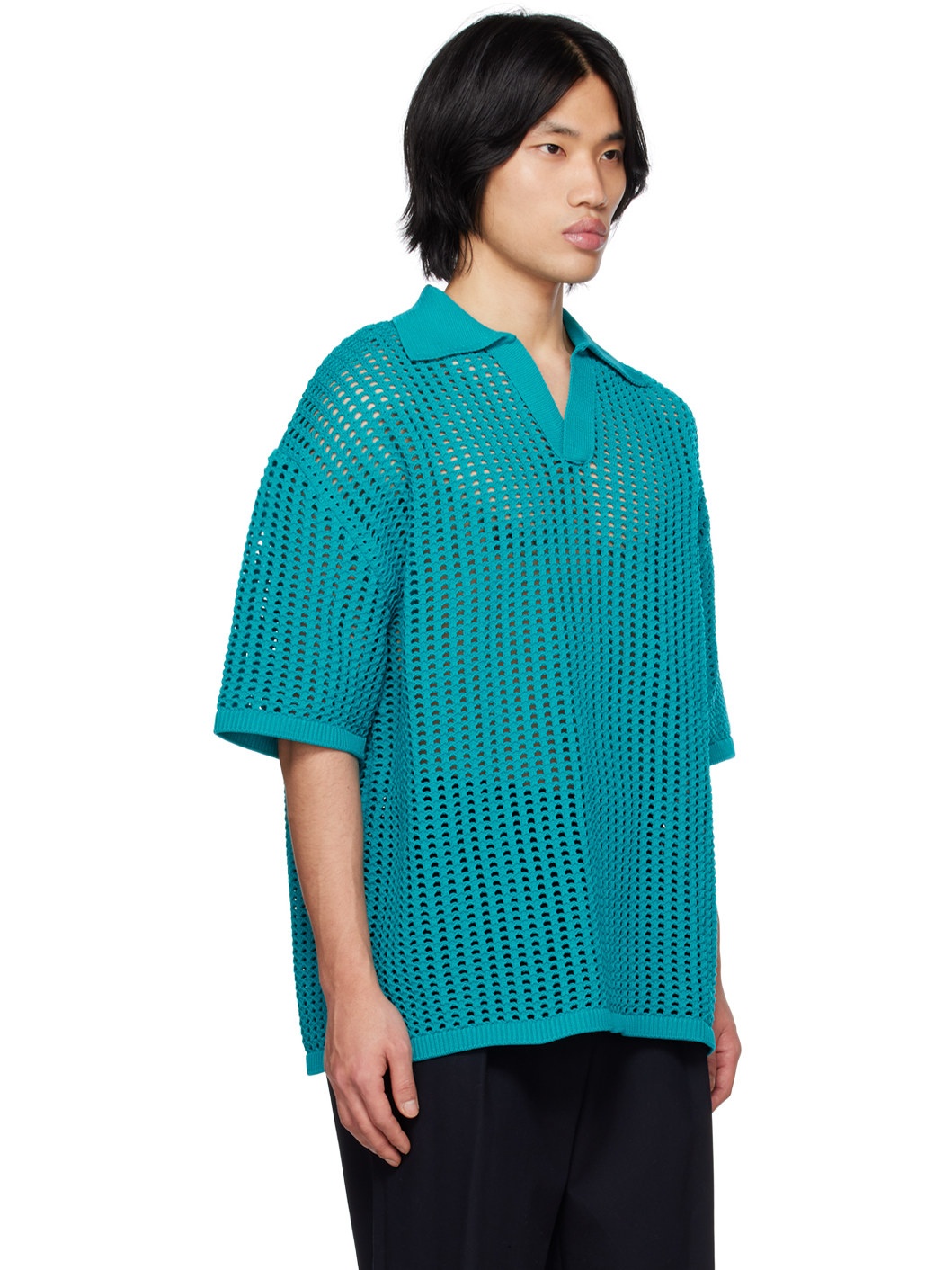 Blue Dropped Shoulder Polo - 2