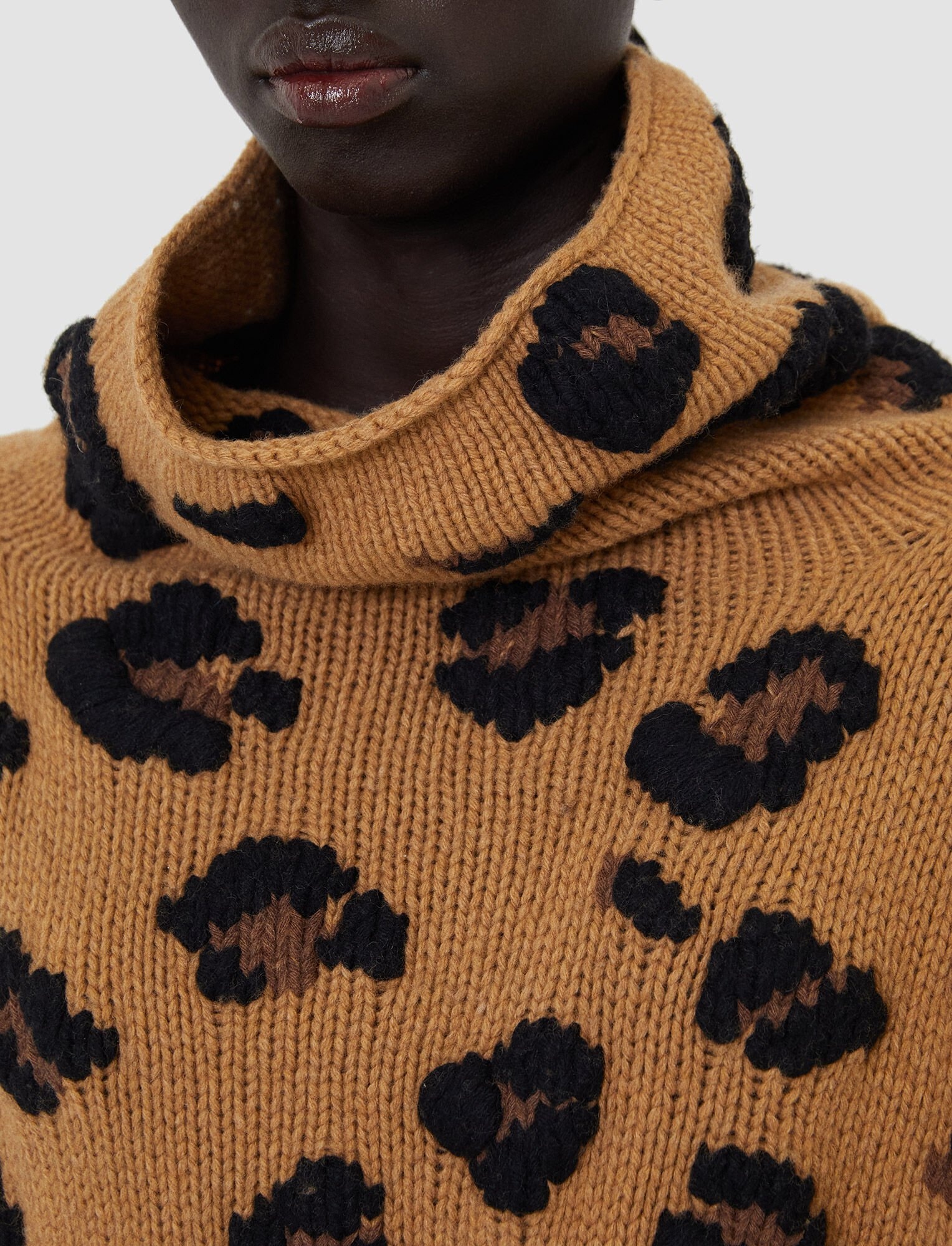 Leopard Knit High Neck Jumper - 5