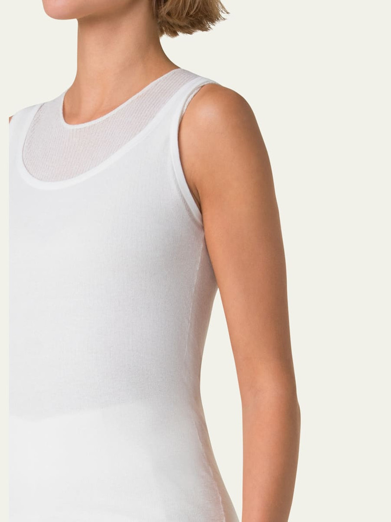 AKRIS Structured Double-Layer Cotton Blend Knit Top outlook