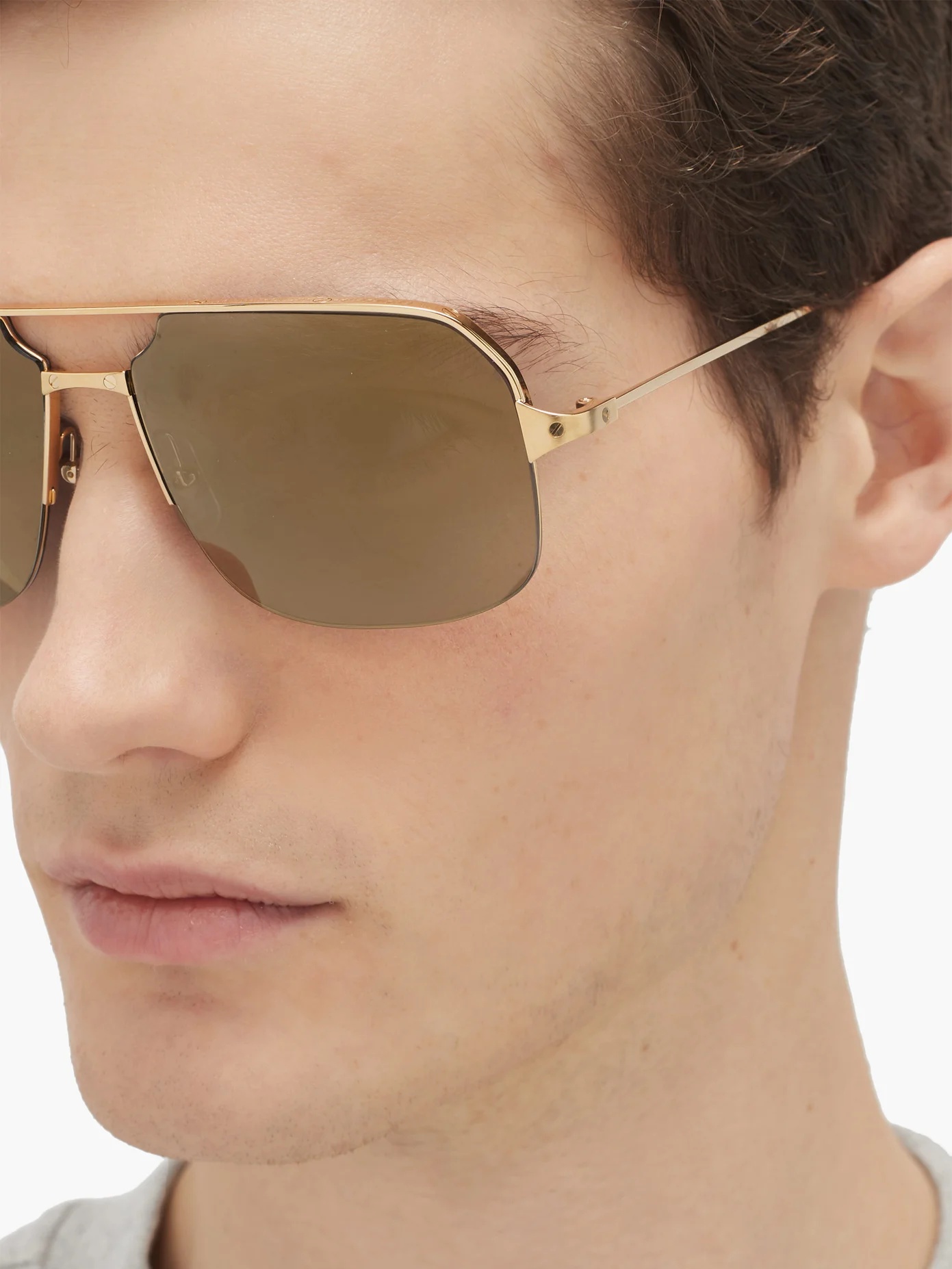 Bronze aviator metal sunglasses - 3