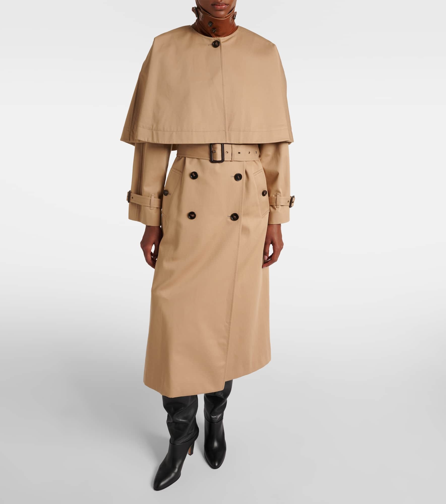 Caped cotton gabardine trench coat - 2