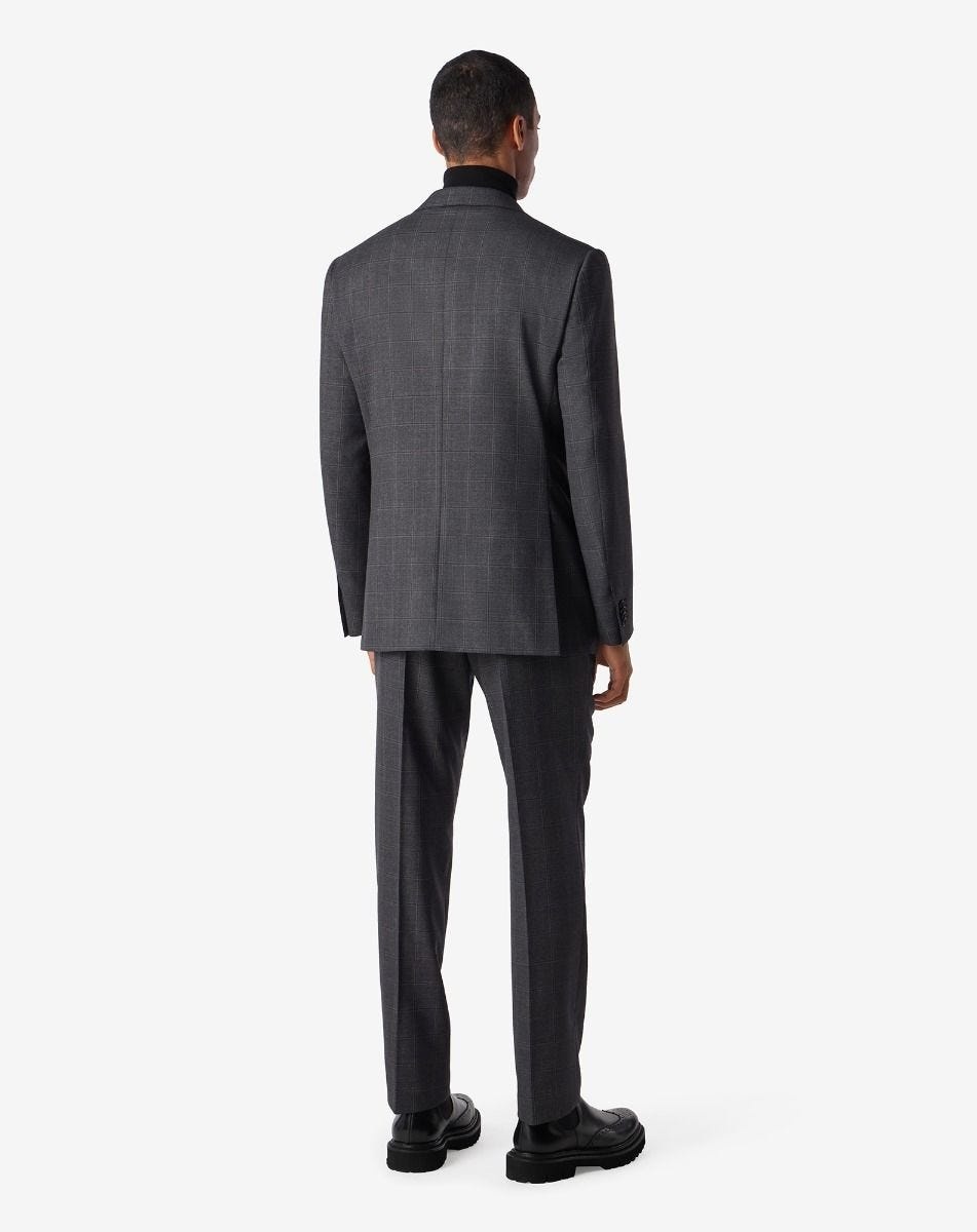 Grey overcheck S130's wool suit - 3