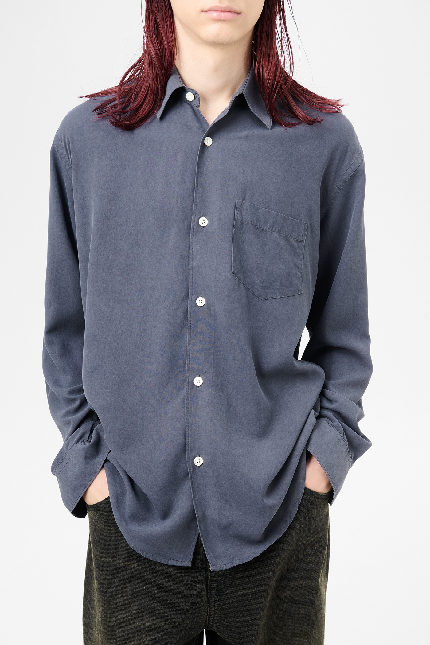 トップス our legacy initial shirt 44 Our Legacy - Initial Shirt Black Fine Silk
