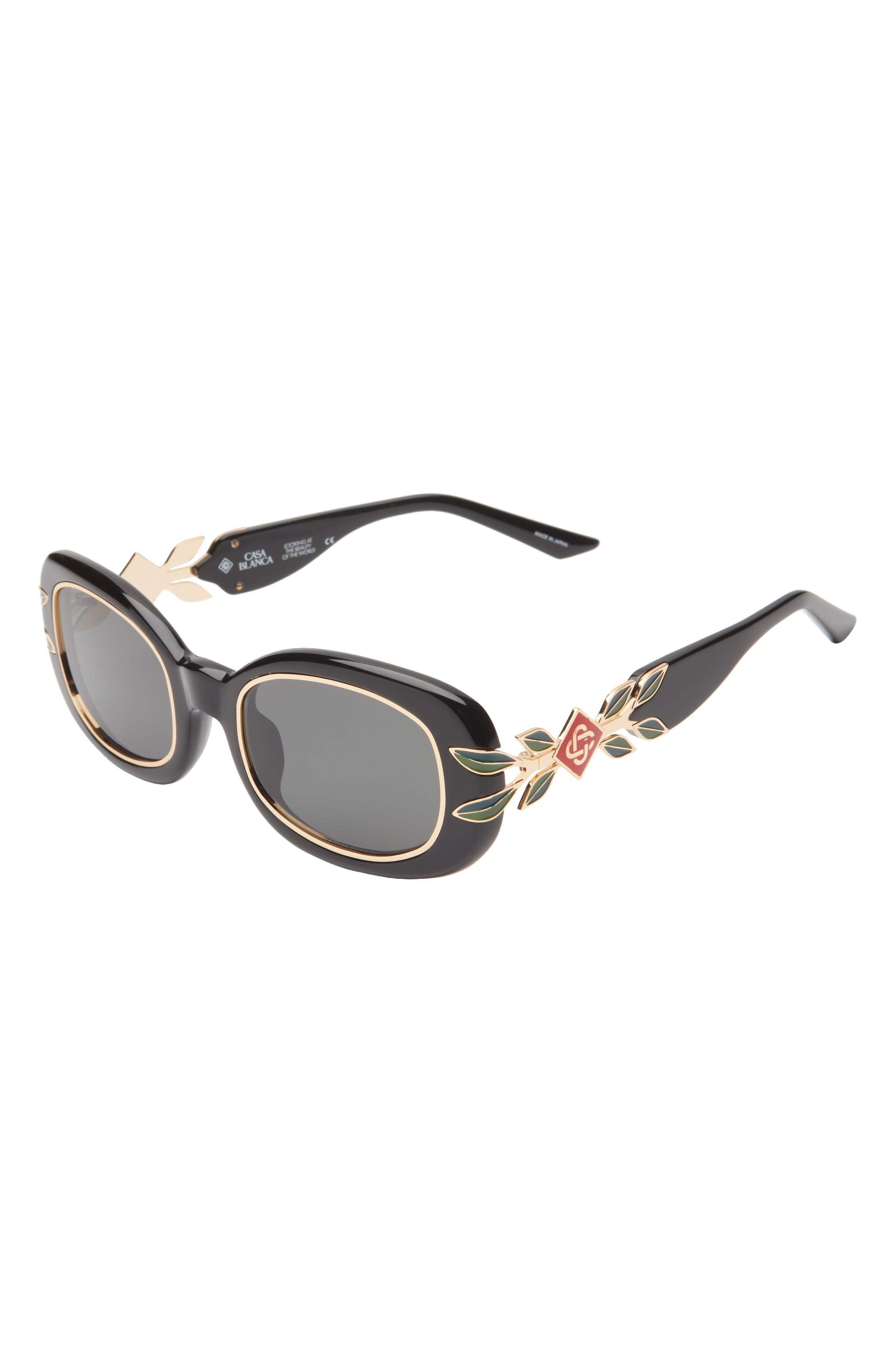 Casablanca Laurel Oval Sunglasses in Black /Gold /Laurel /Grey at Nordstrom - 2