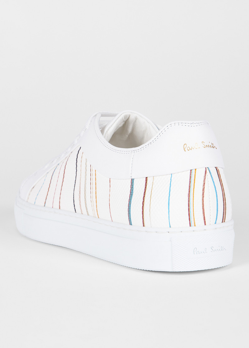 White 'Signature Pinstripe' Leather 'Basso' Trainers 3