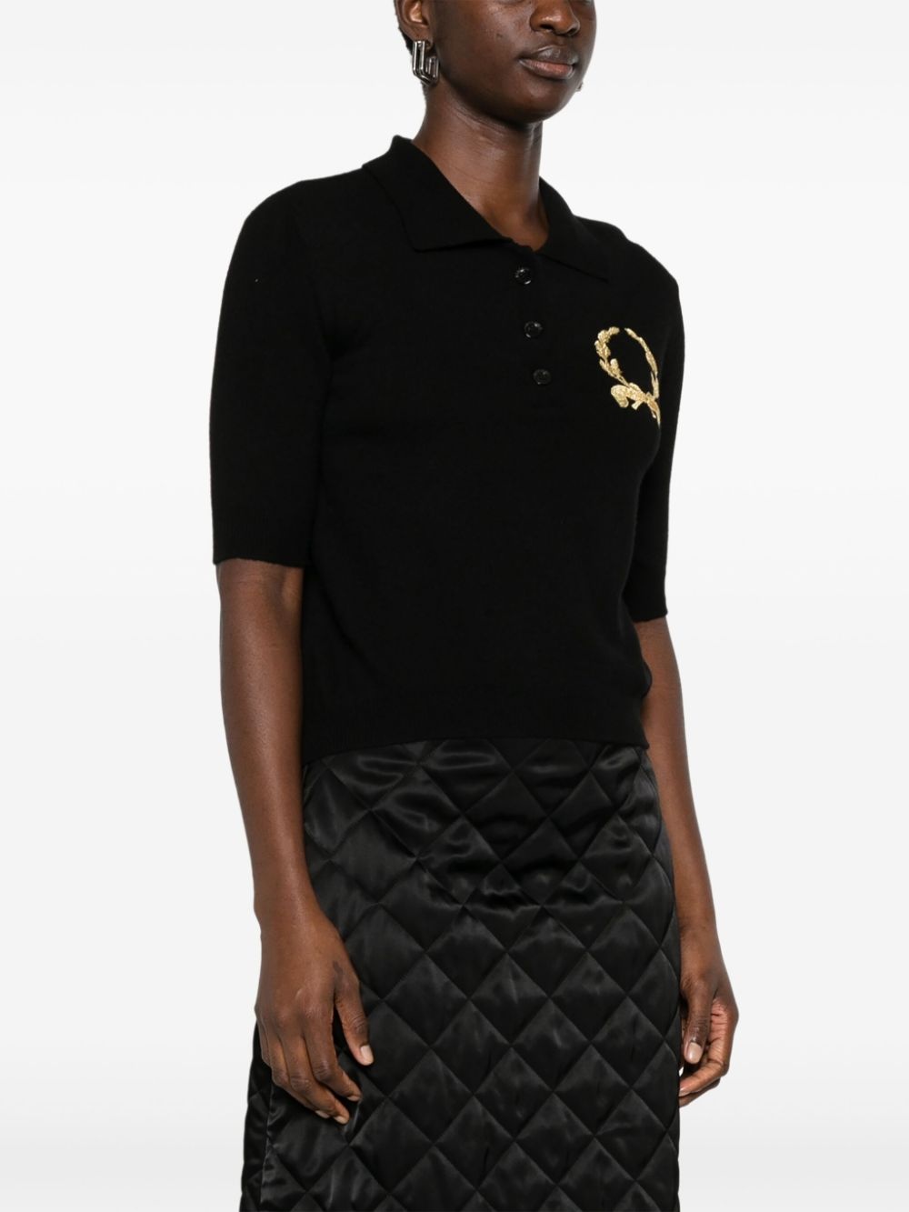 motif-embroidered polo top - 3