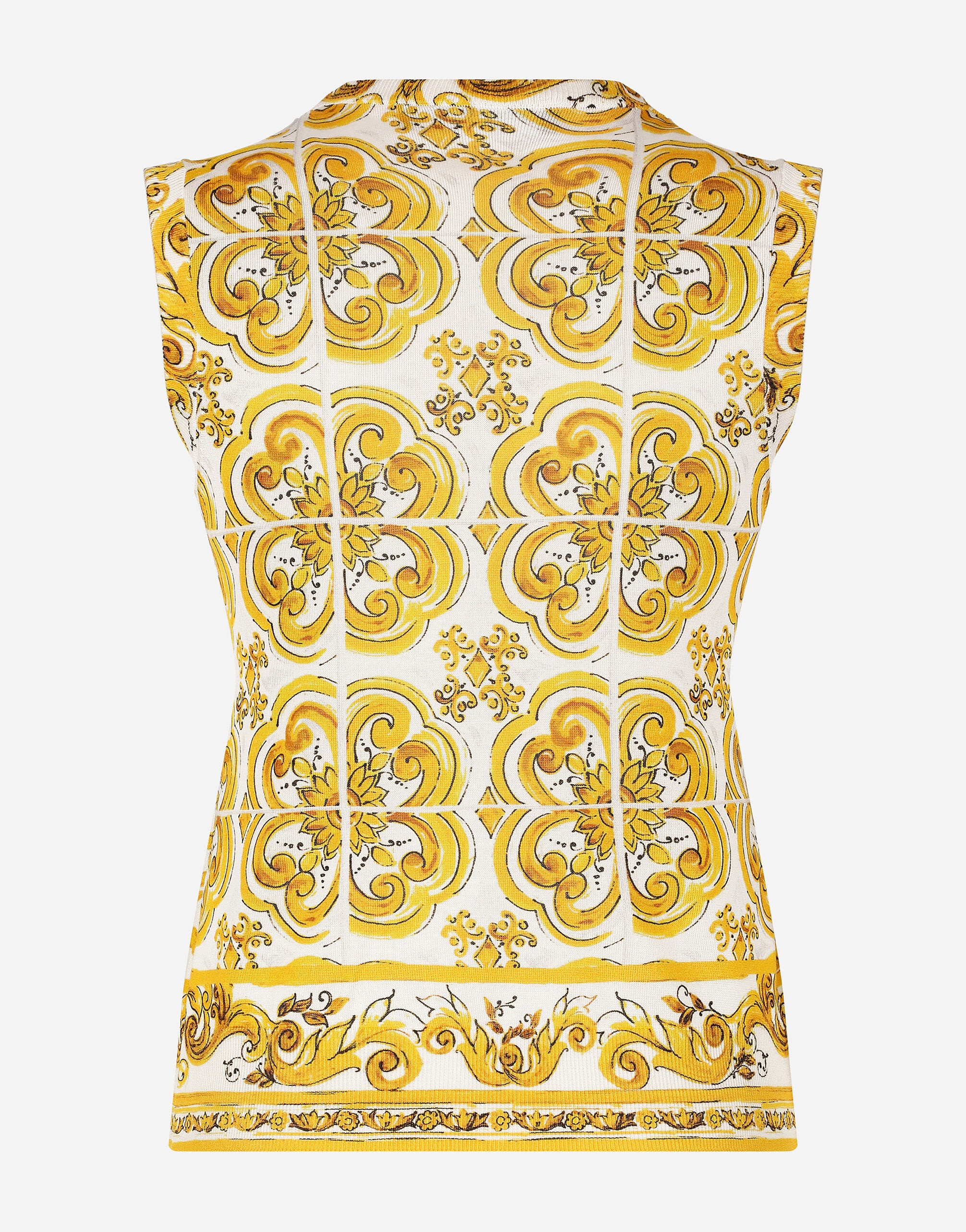 Sleeveless silk sweater with majolica print - 2