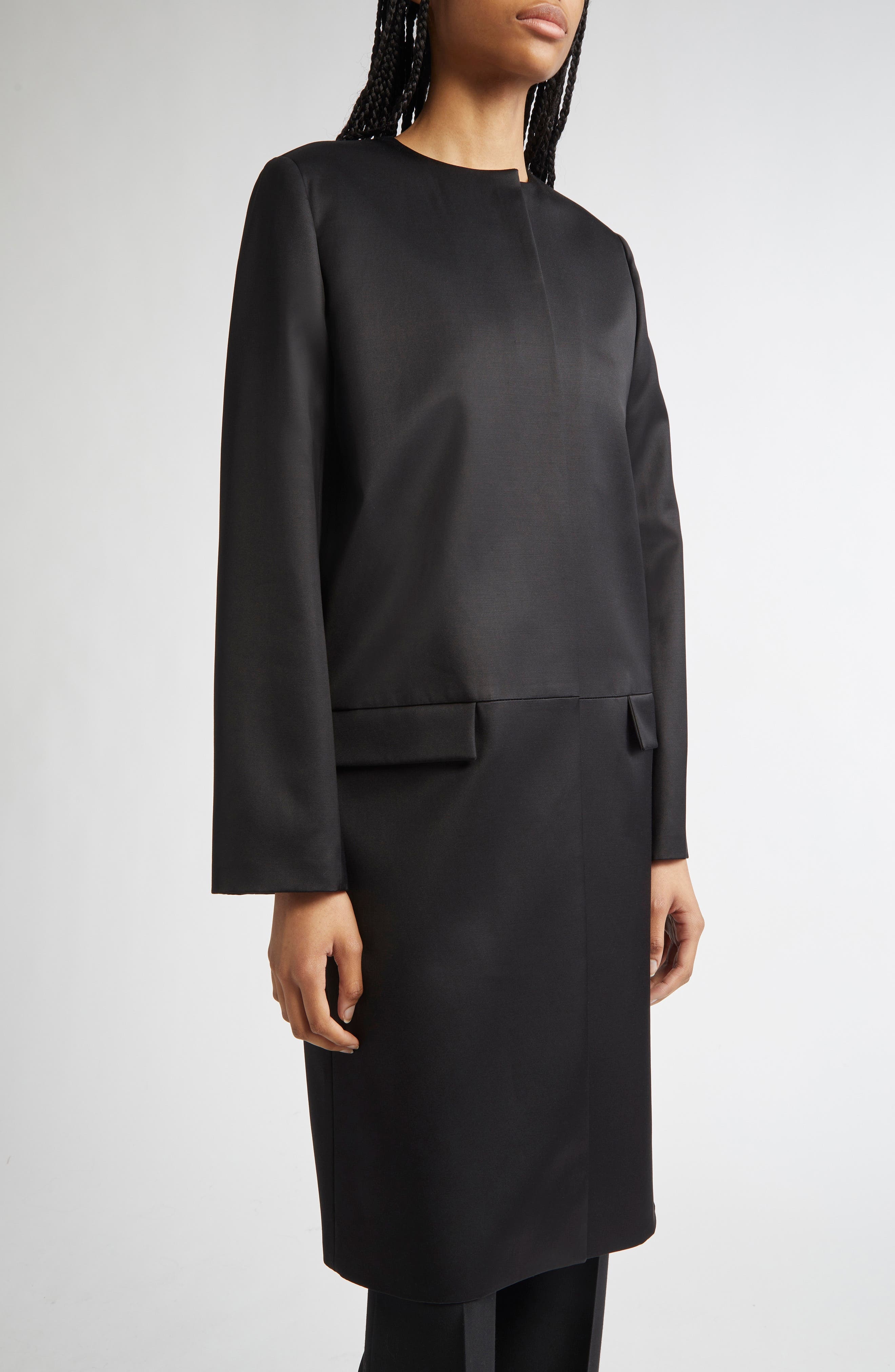 TOTEME Collarless Chintz Coat in Black at Nordstrom - 6