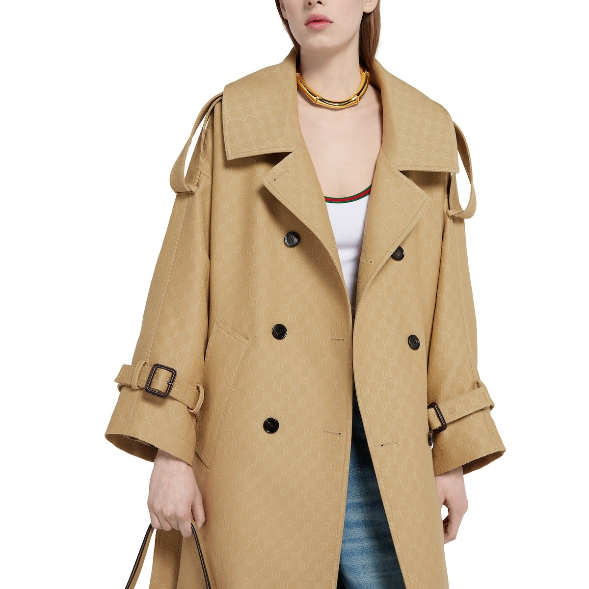 GG crêpe silk wool double-breasted coat - 5
