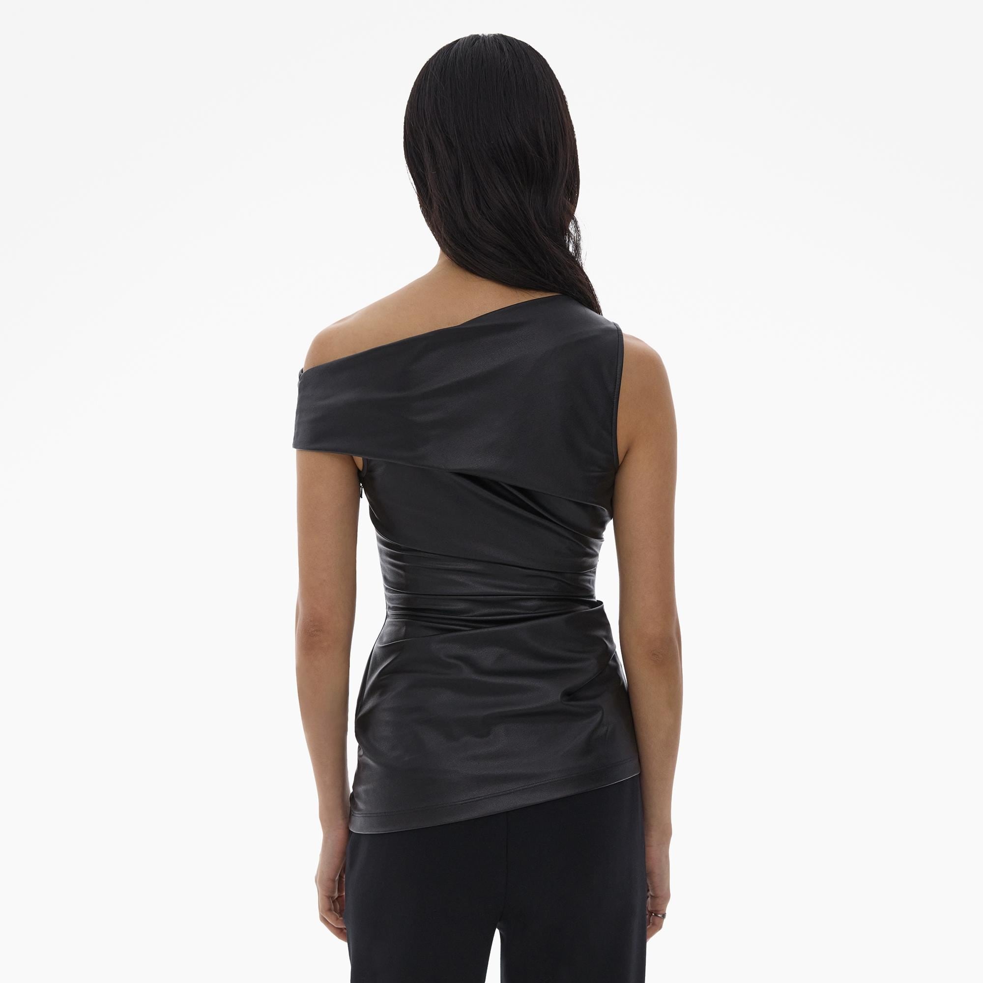 FAUX LEATHER ASYMMETRICAL TOP - 4