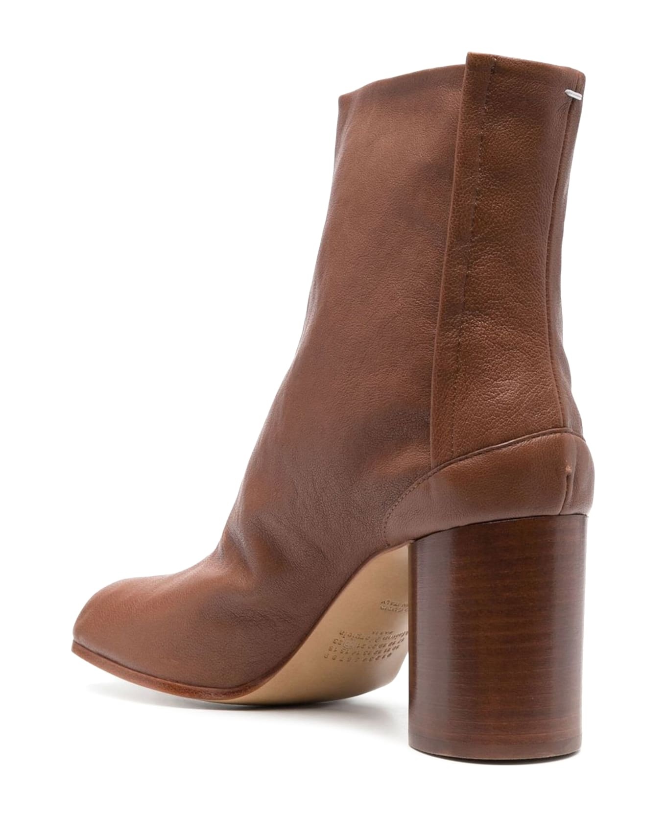 'tabi' Brown High Heel Ankle Boots In Leather Woman - 3