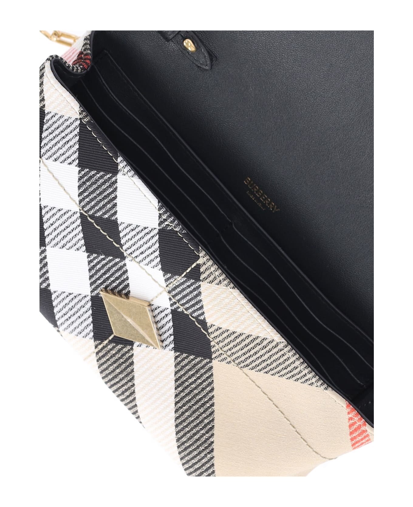 'check' Crossbody Bag In Beige Polyester Blend - 4