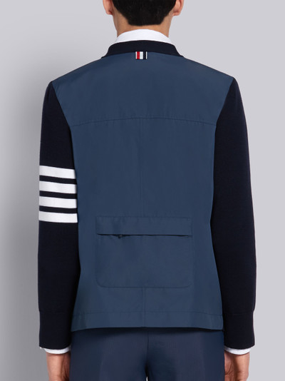 Thom Browne Navy Merino Wool Milano Stitch Ripstop Back V-neck Cardigan outlook